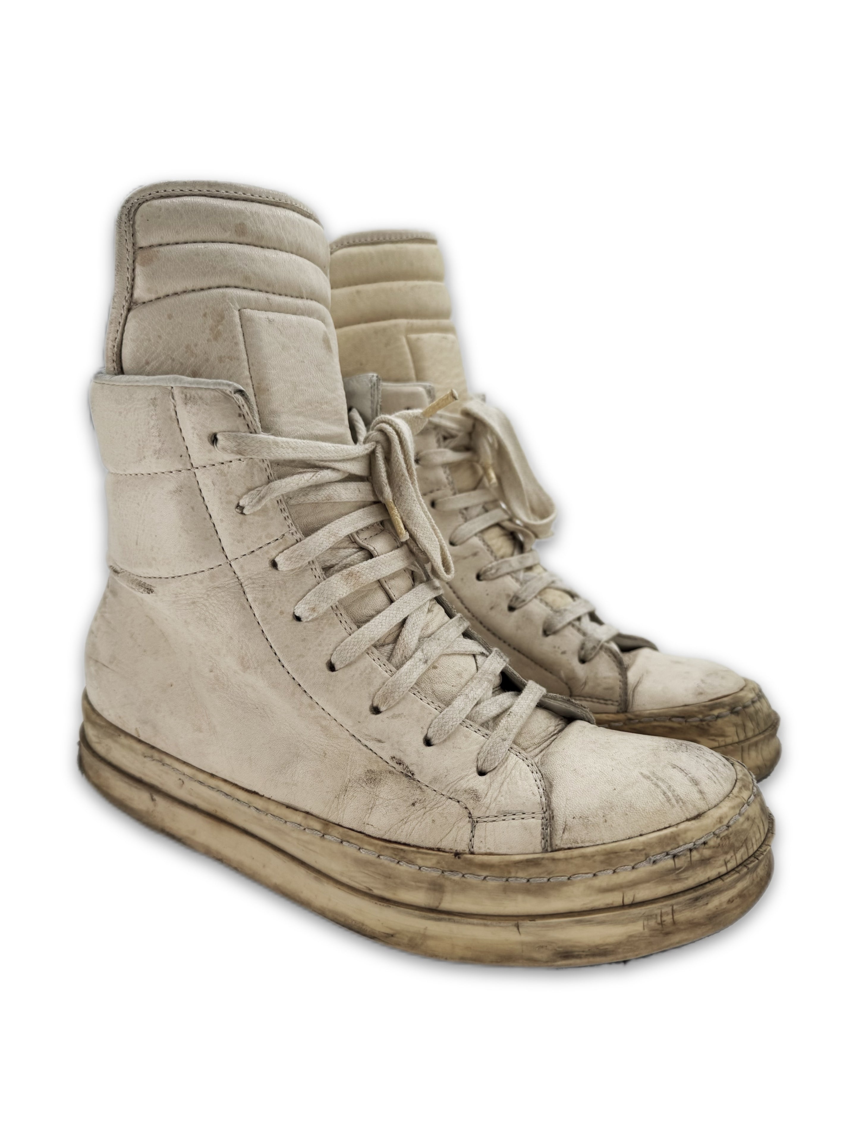 SS07 Rick Owens ‘Minimal Dunk’ Cream Leather Hi-top Sneaker