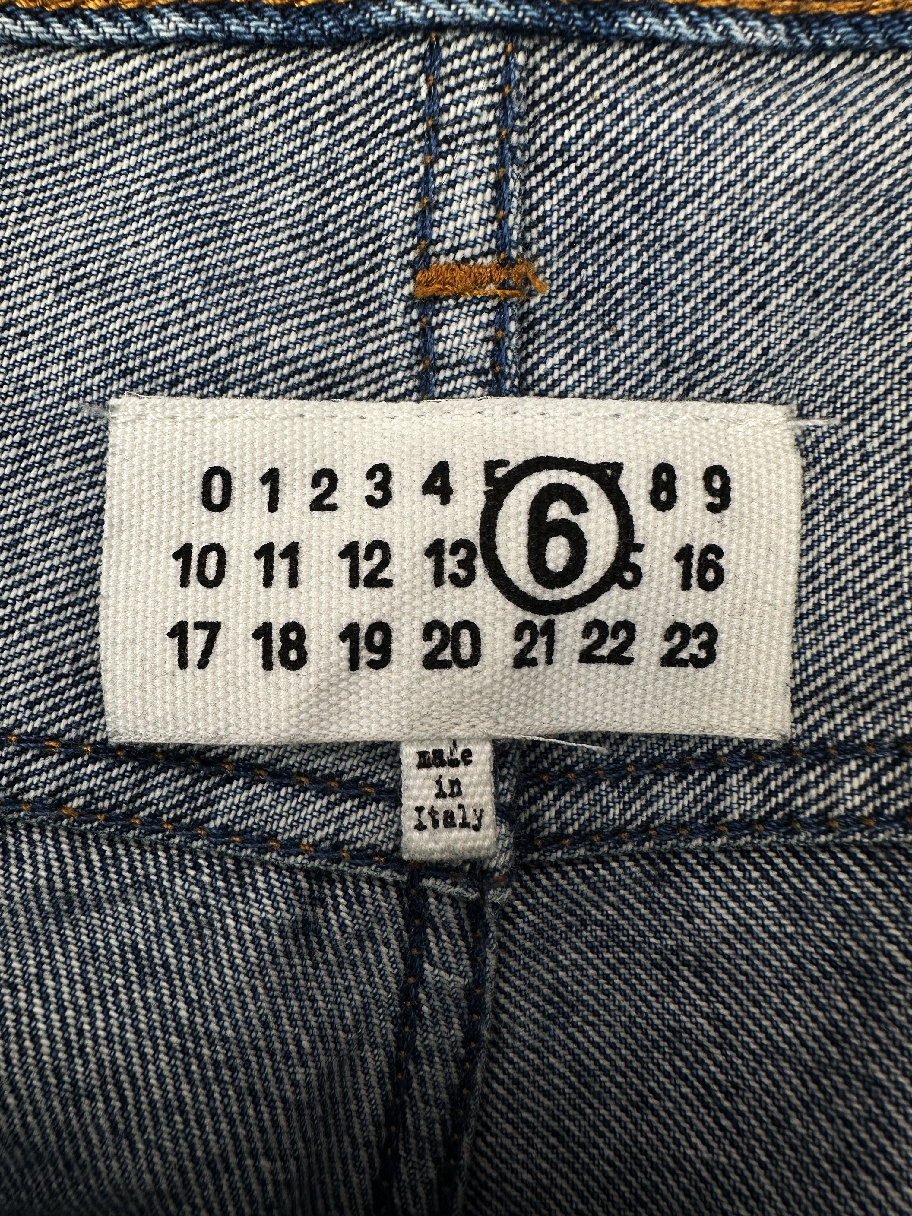 Maison Margiela MM6 Paint Crack Dark Wash Wide Cut Denim