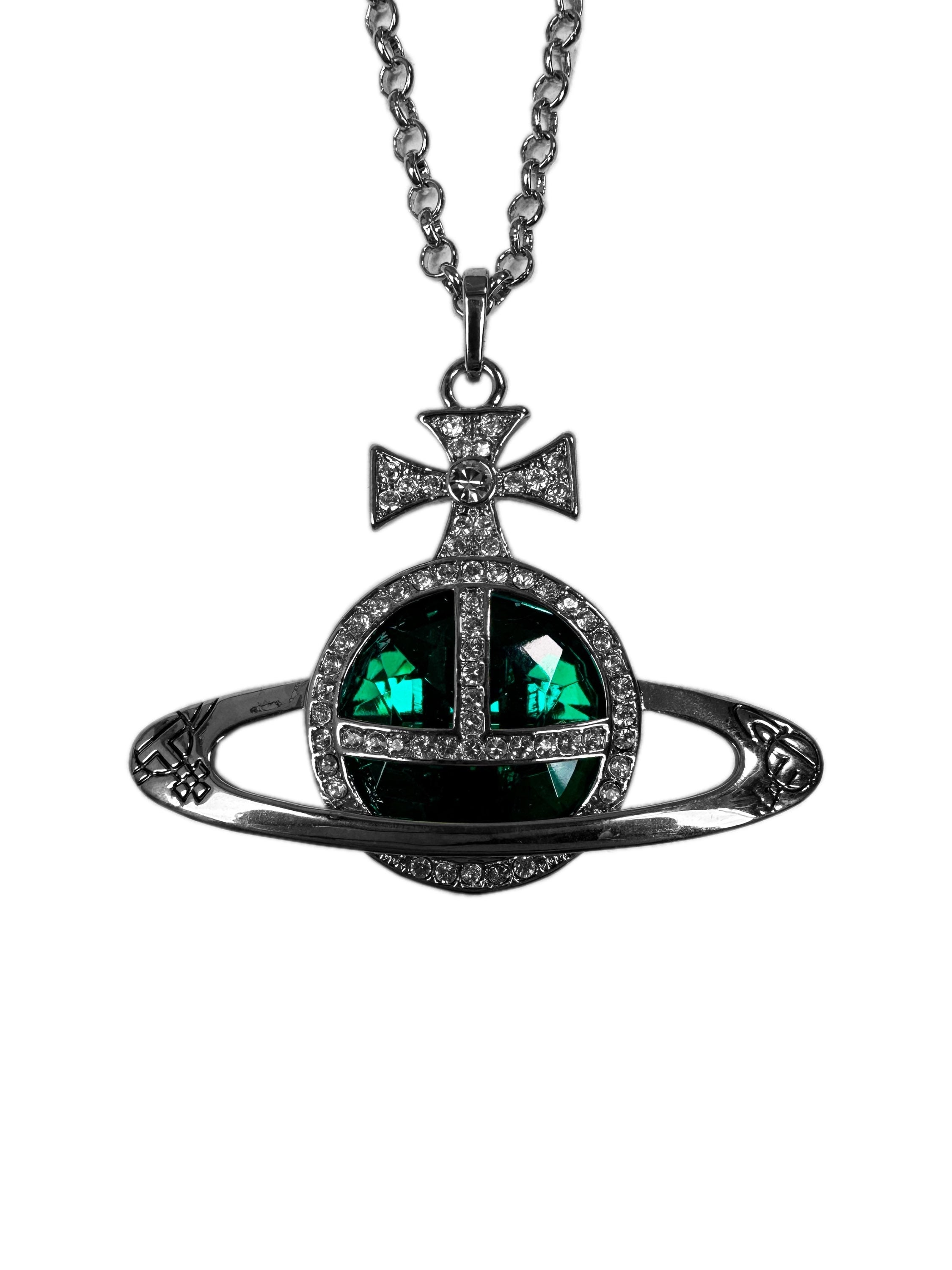Vivienne Westwood ‘Orb’ Pendant Silver Swarovski Crystal Necklace
