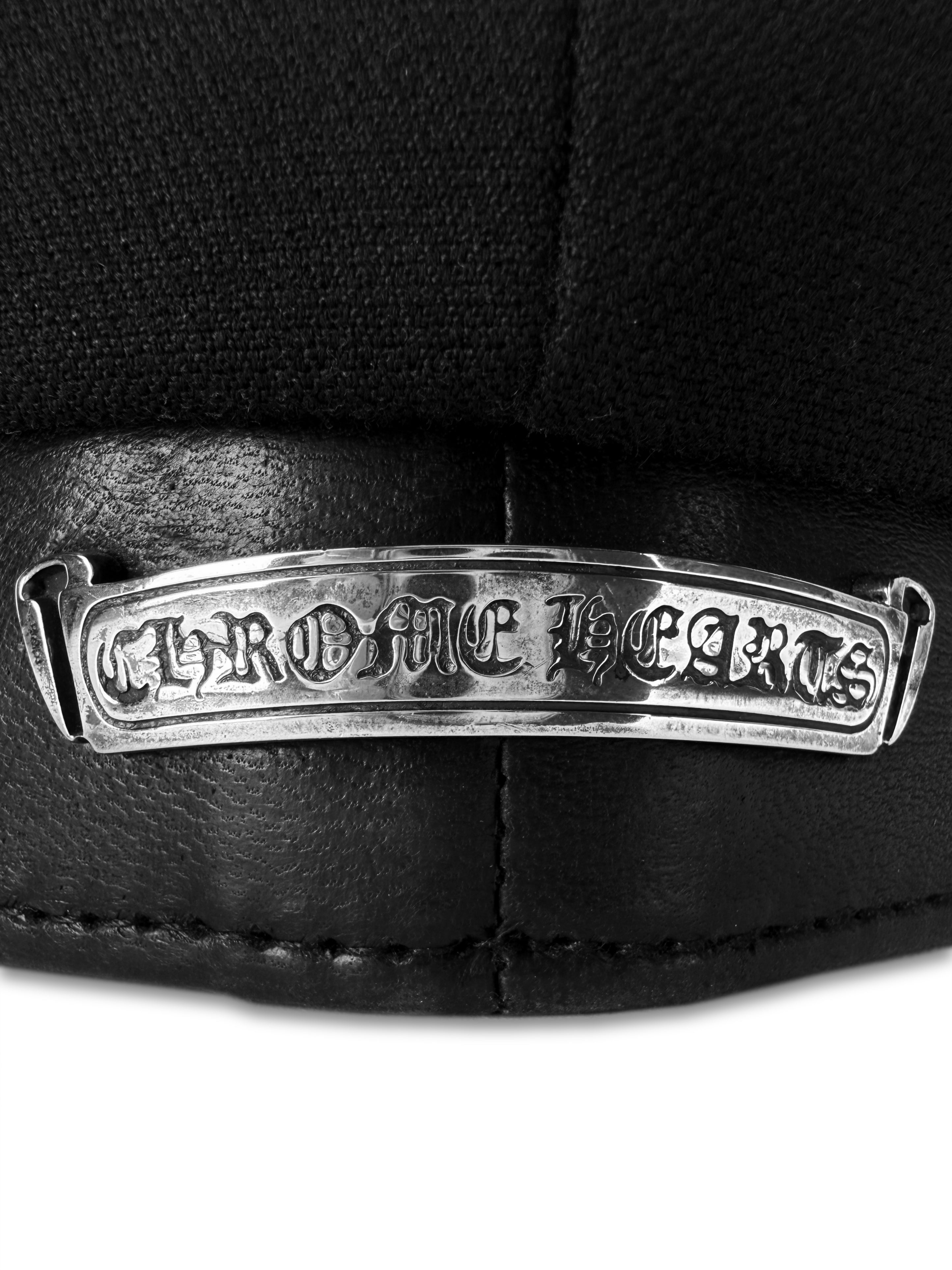 Chrome Hearts ‘Captain’ Cross Motif Black Leather Wool Hat