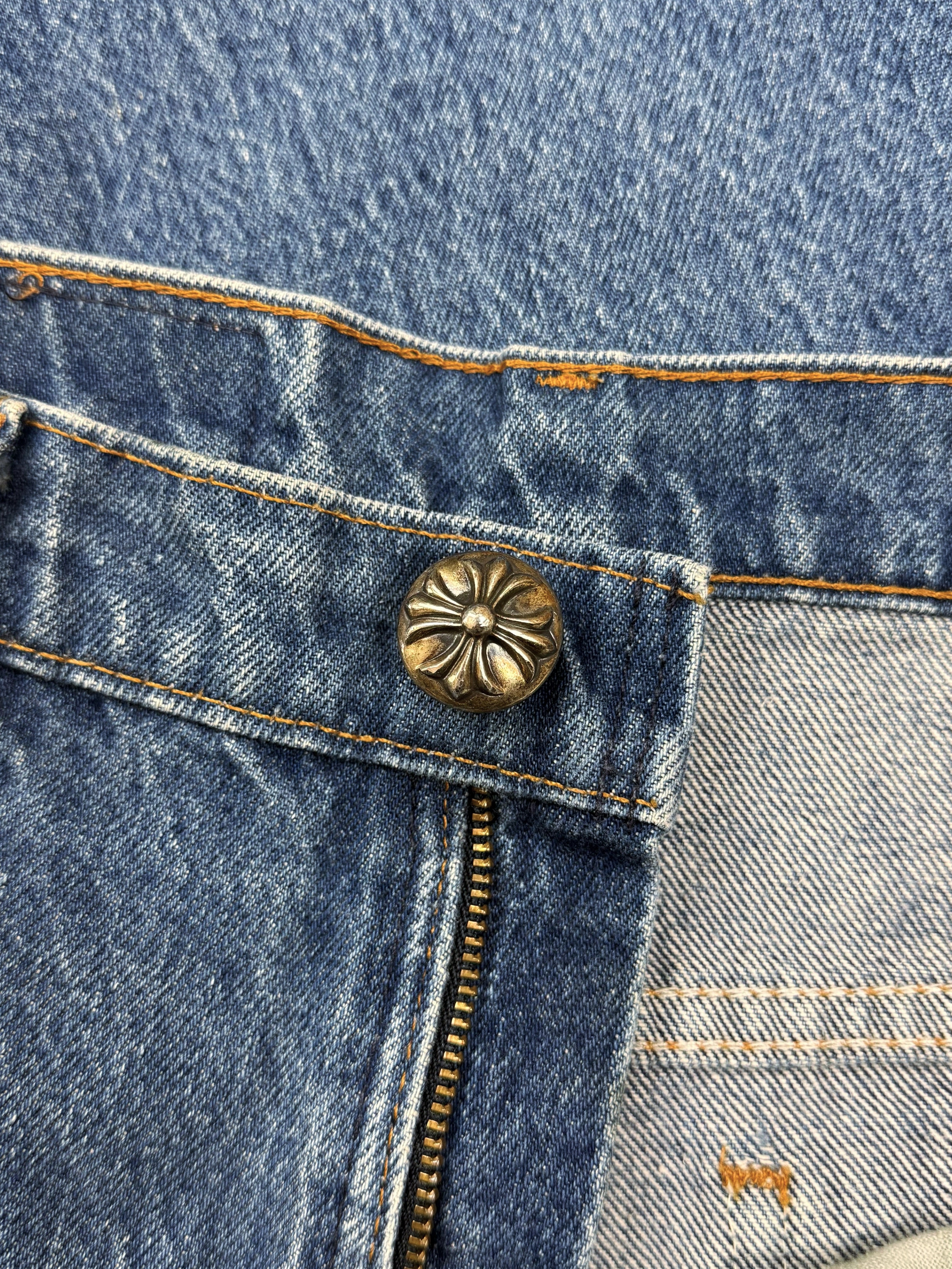 Chrome Hearts Levi’s 517 Orange 20 Cross Patch Light Wash Jeans