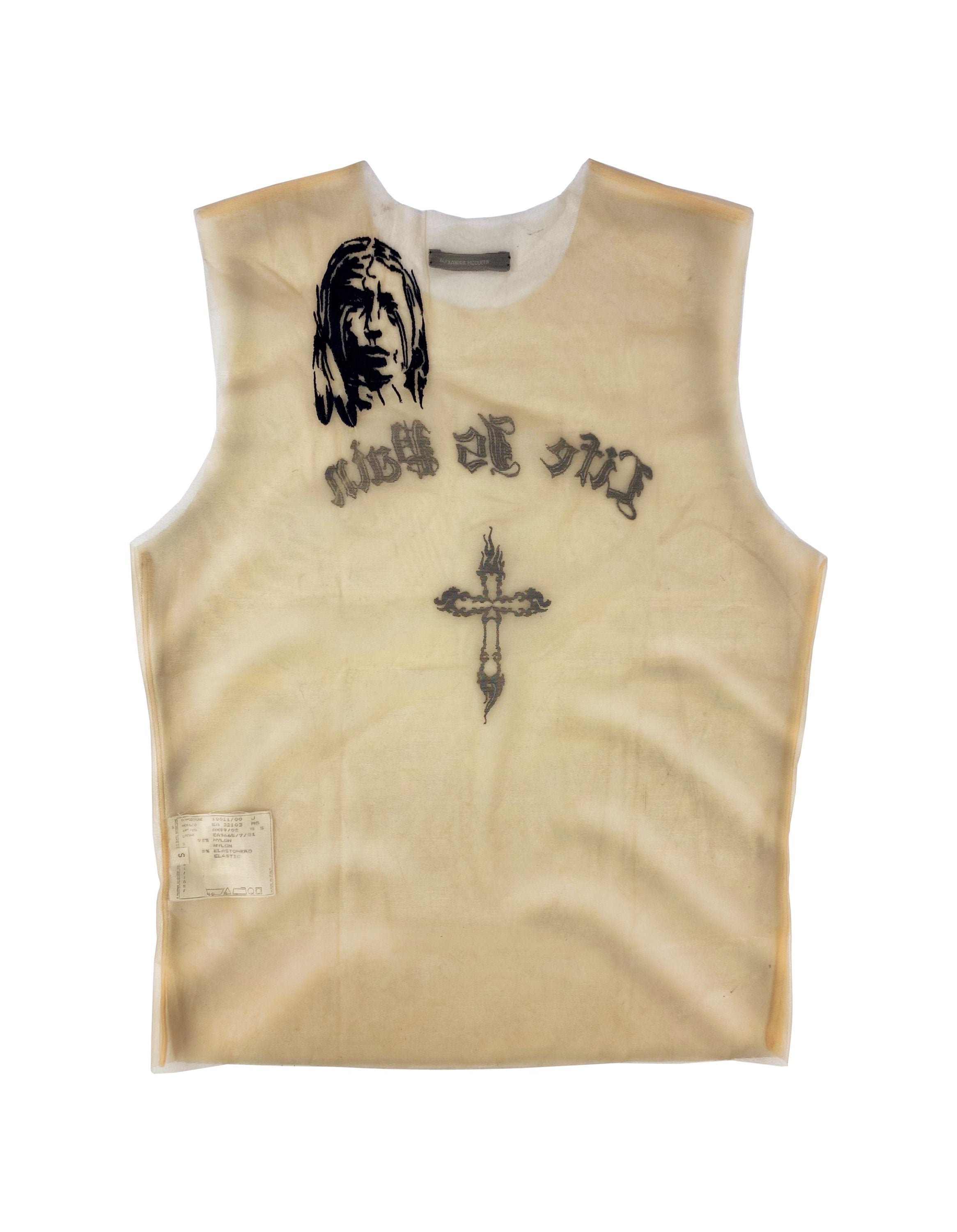 AW96 Alexander McQueen ‘Life is Pain’ Mesh Sheer Tank-Top
