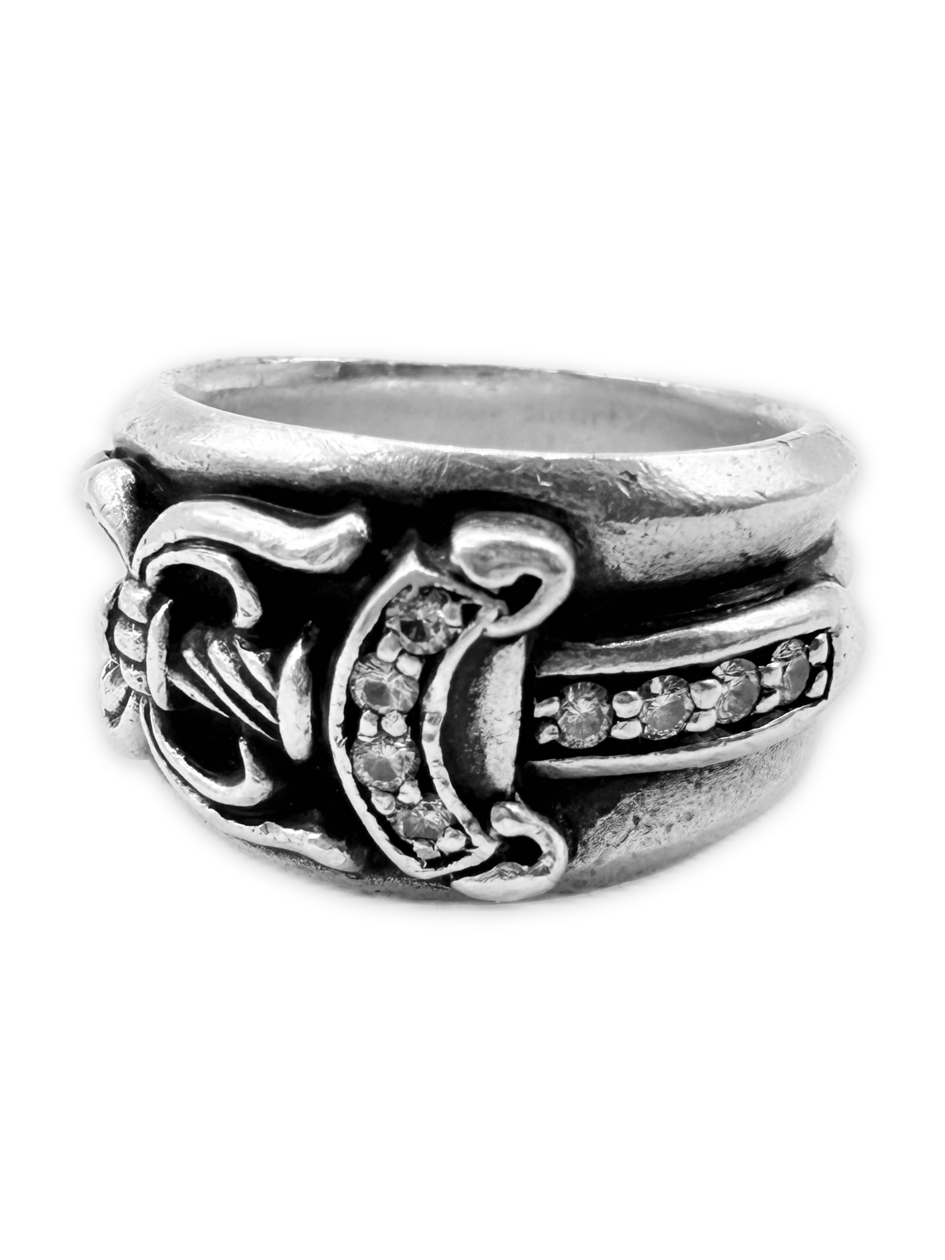 Chrome Hearts Factory Diamond Set Pavé .925 Silver Dagger Ring
