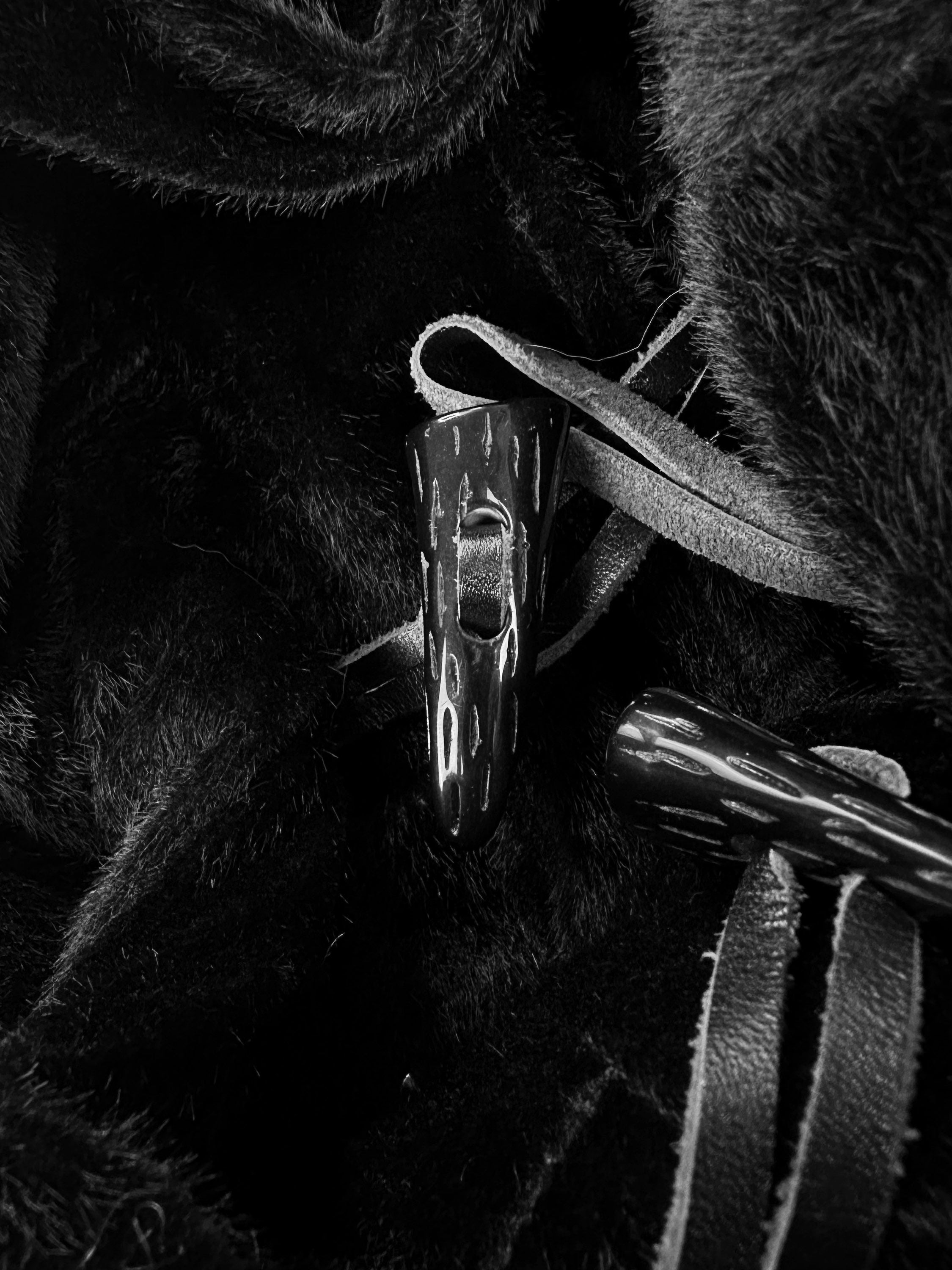 00s Semantic Design Black Fur Leather Clasp Jacket