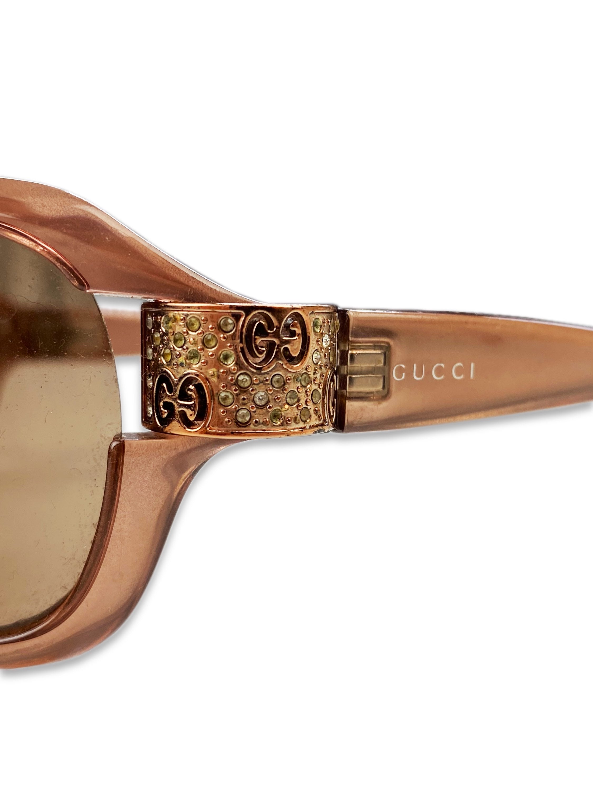 Gucci Warm Tint GG Engraved Rounded Sunglasses