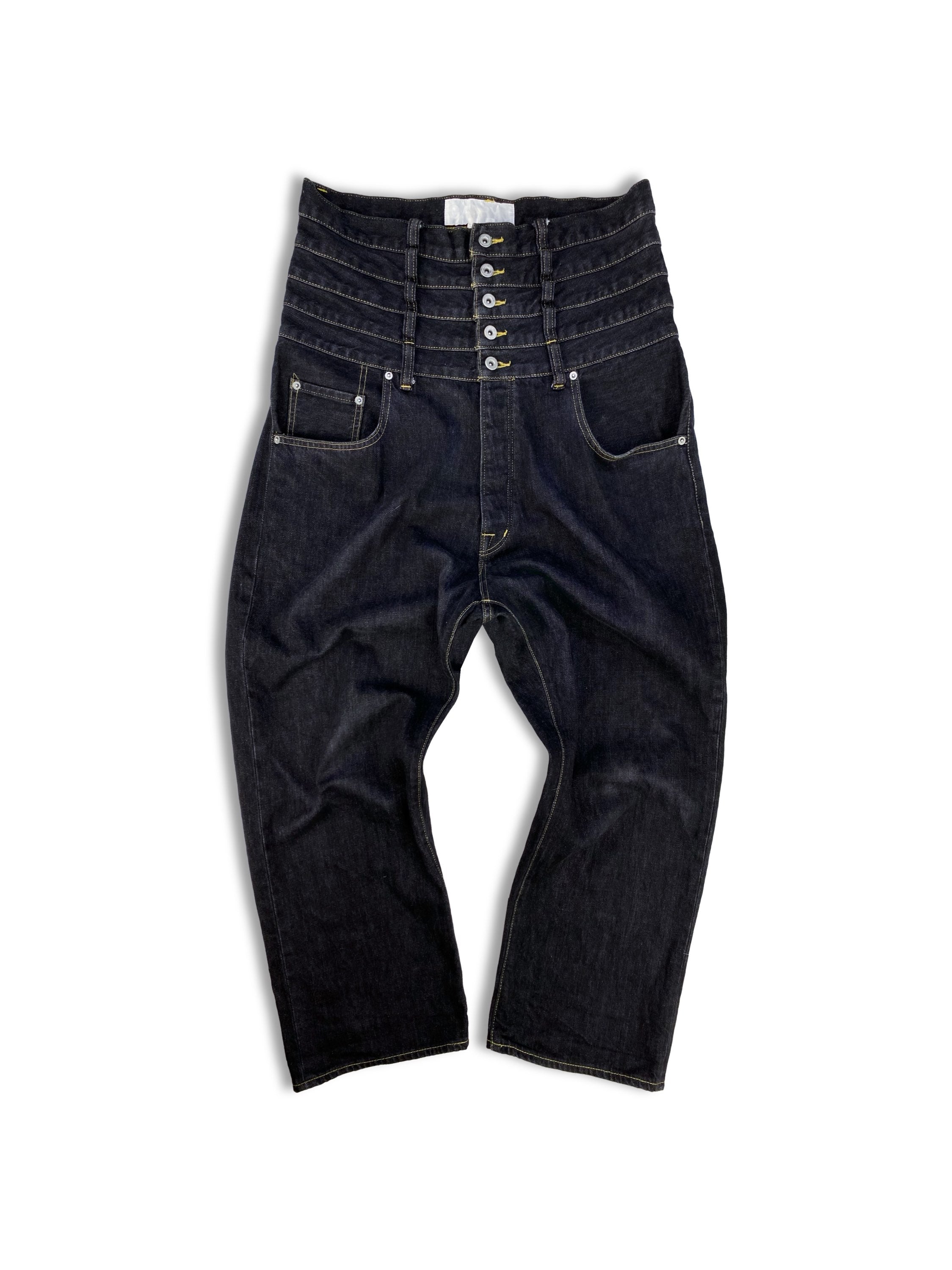 FW12 Ganryu ‘Quintuple Waistband’ Stacked Wide Cut Denim