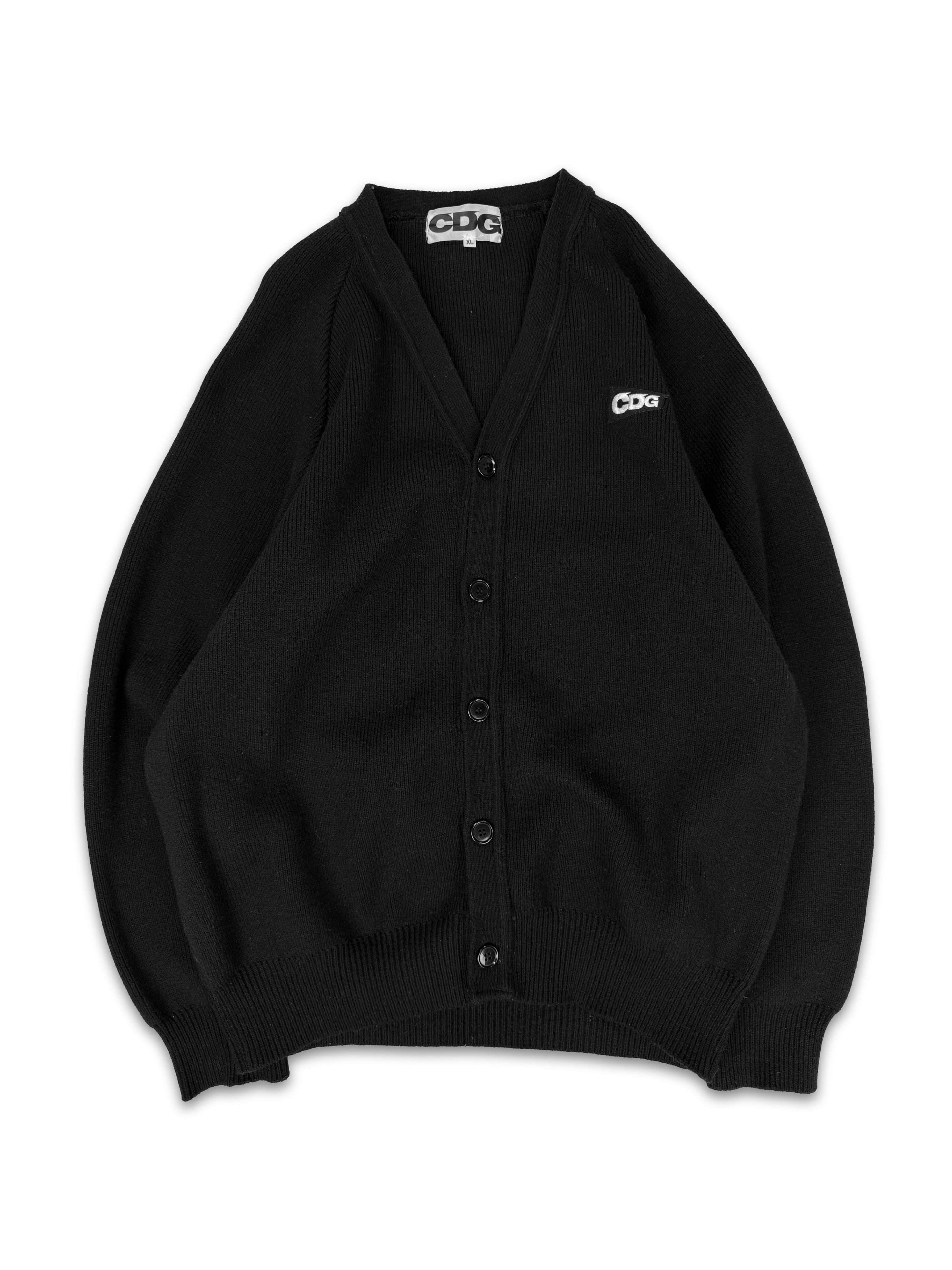 Comme des Garçons ‘CDG’ Embroidered Logo Black Knit Cardigan