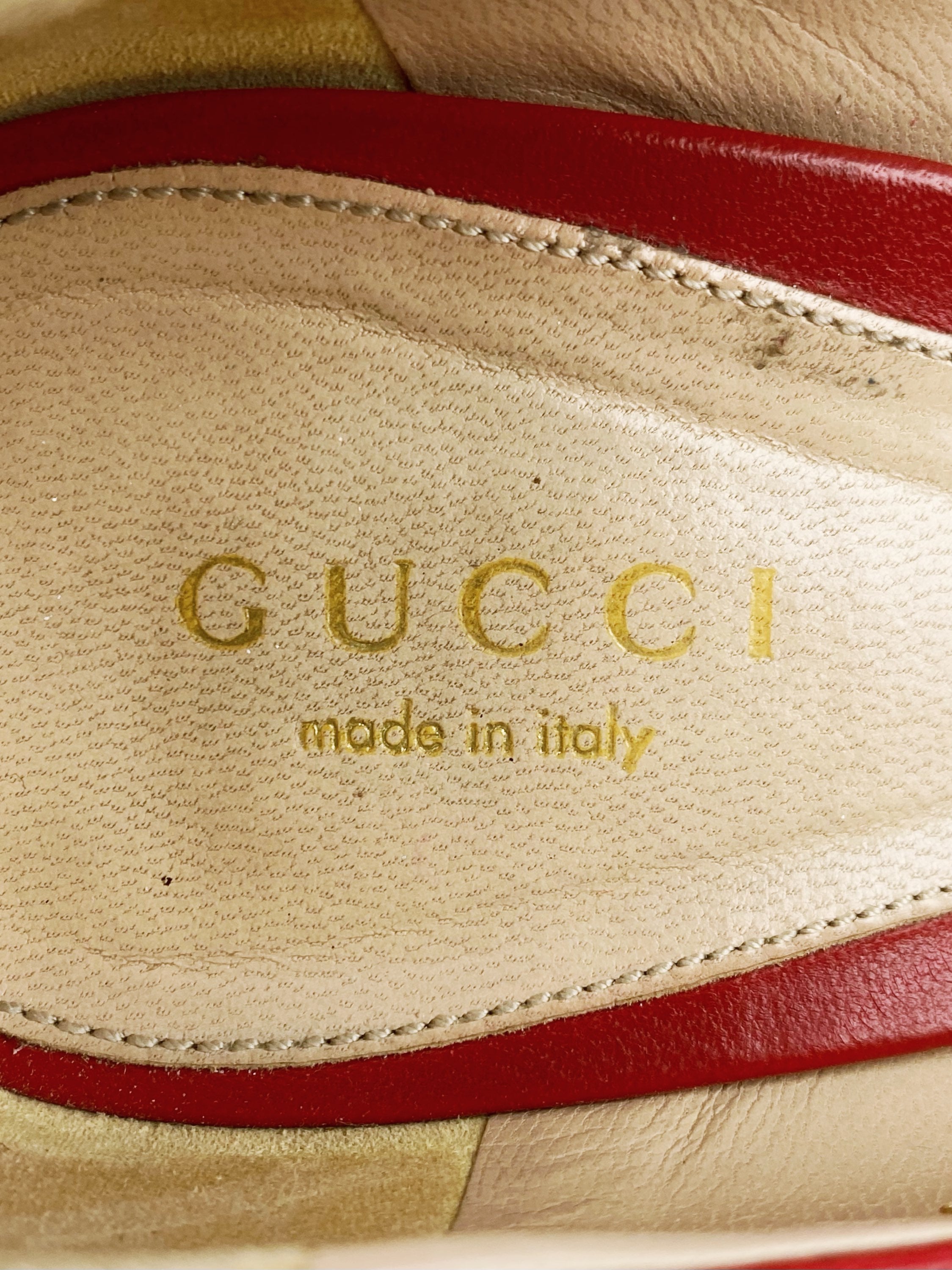 Gucci Cherry Red Metallic Leather High Heels