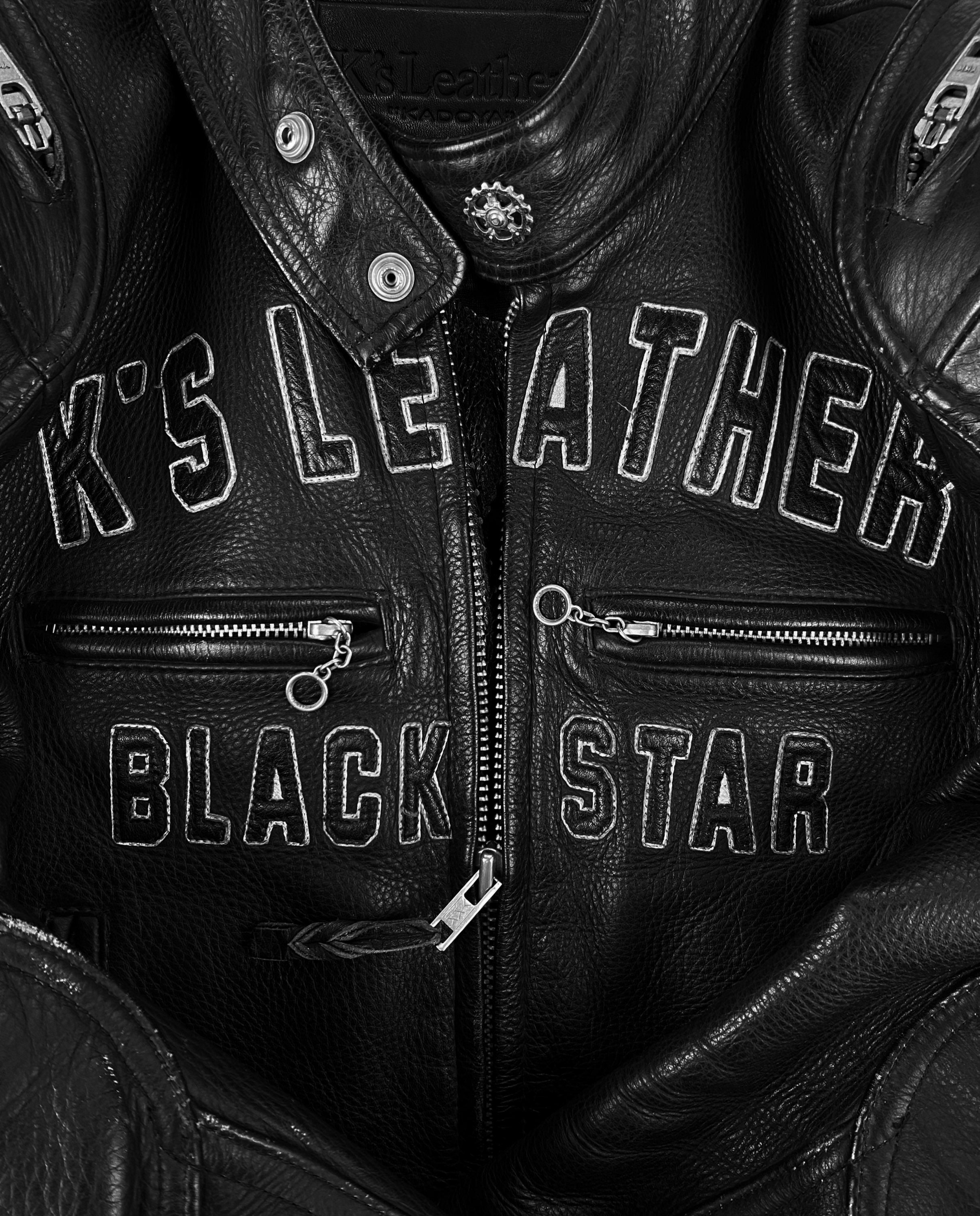 00s Kadoya ‘Star’ Armoured Black Leather Biker Jacket