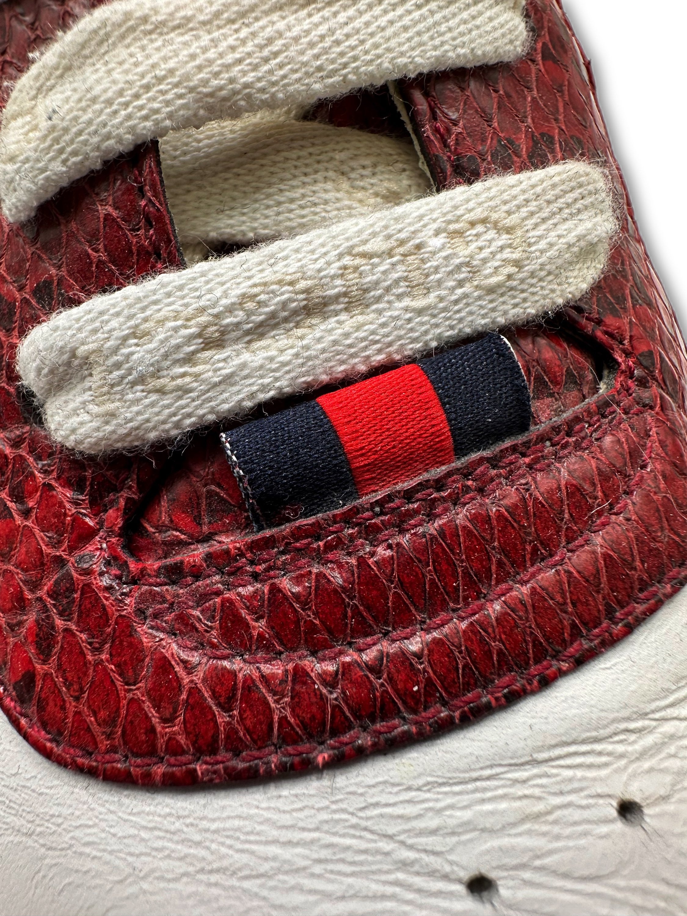 Gucci Red Python Faux Leather GG Monogram Low-top Sneakers