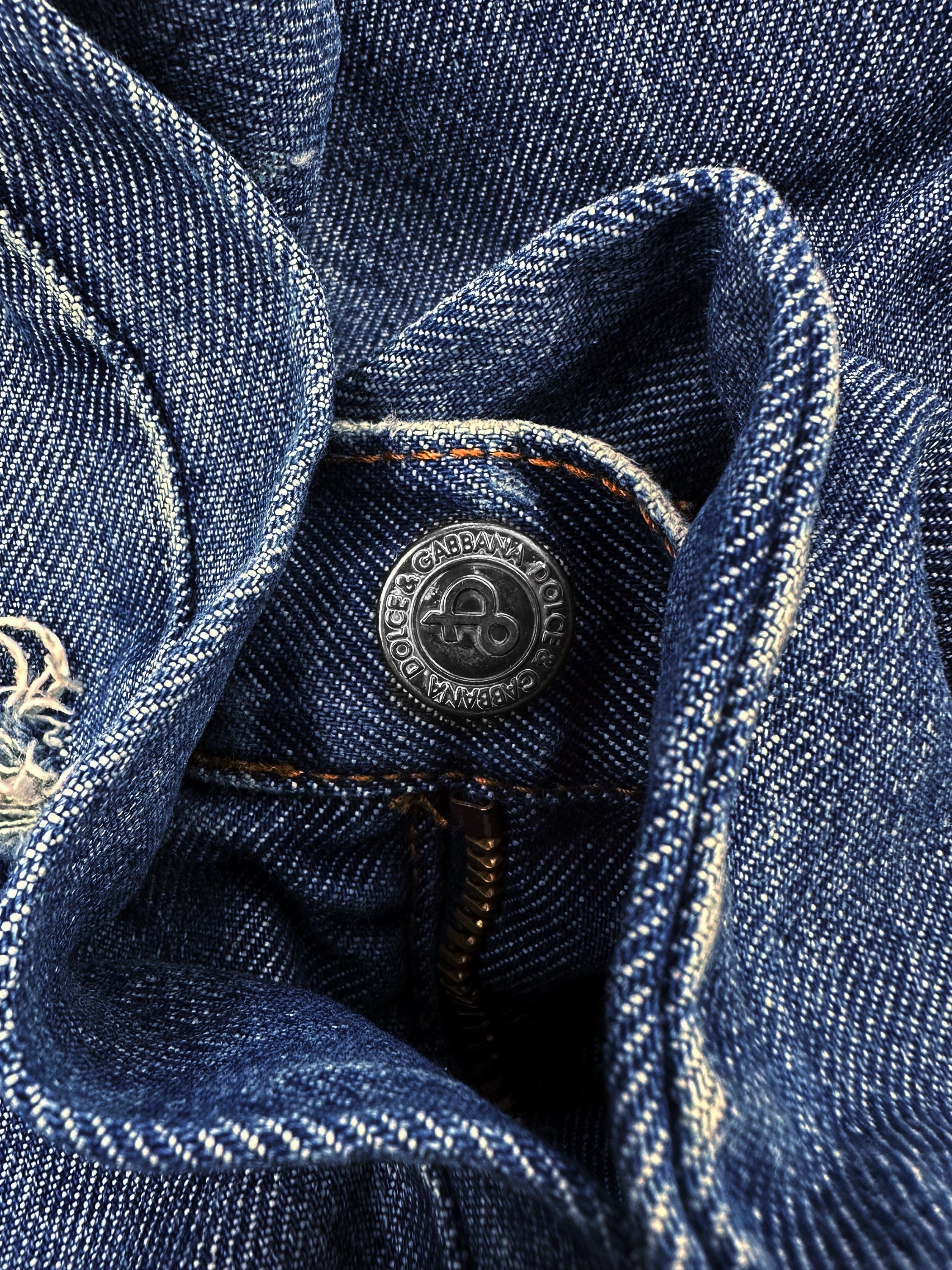 00s Dolce & Gabbana Distressed Navy Blue Denim