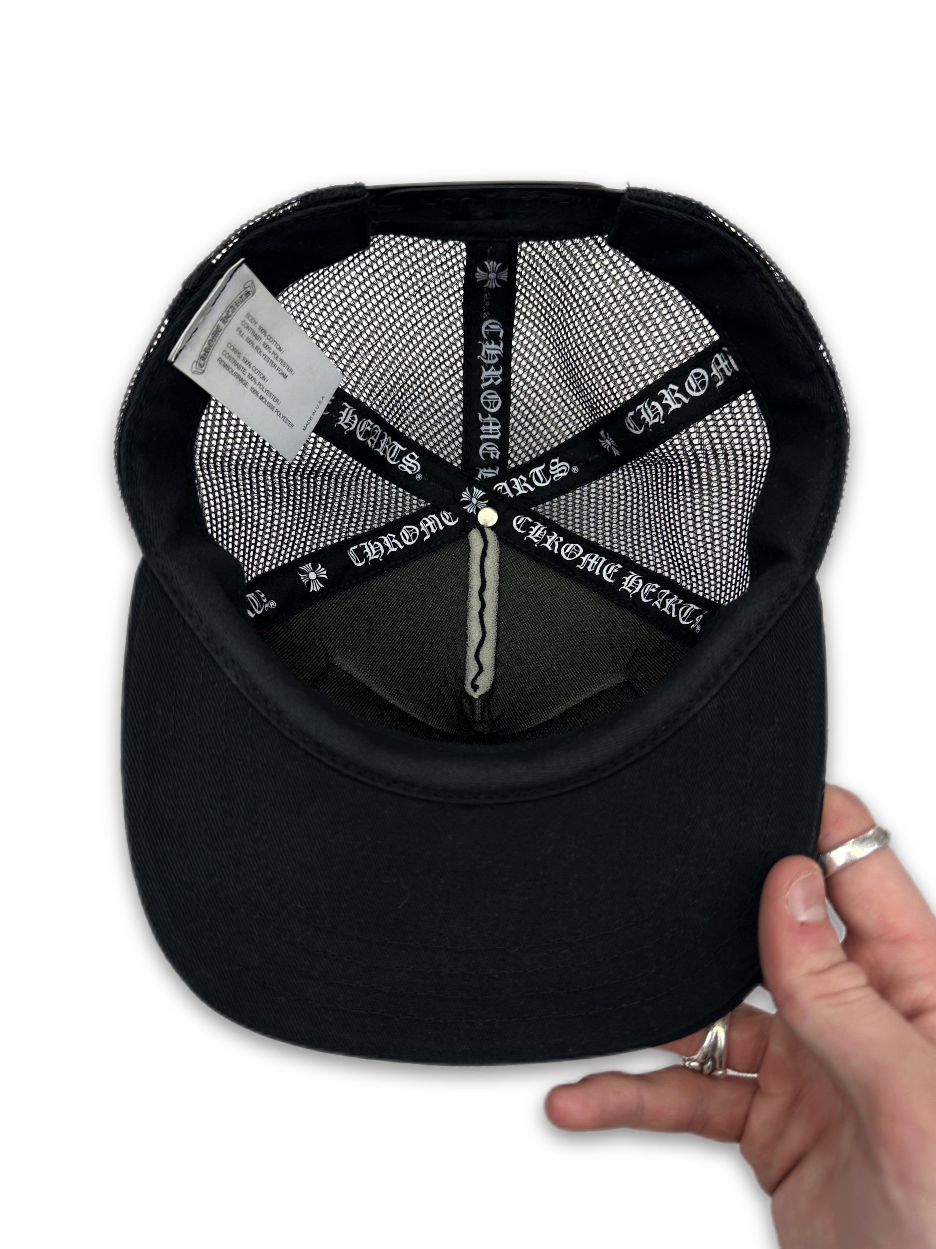 Chrome Hearts ‘Malibu’ .925 Silver Black Embroidered Trucker Hat