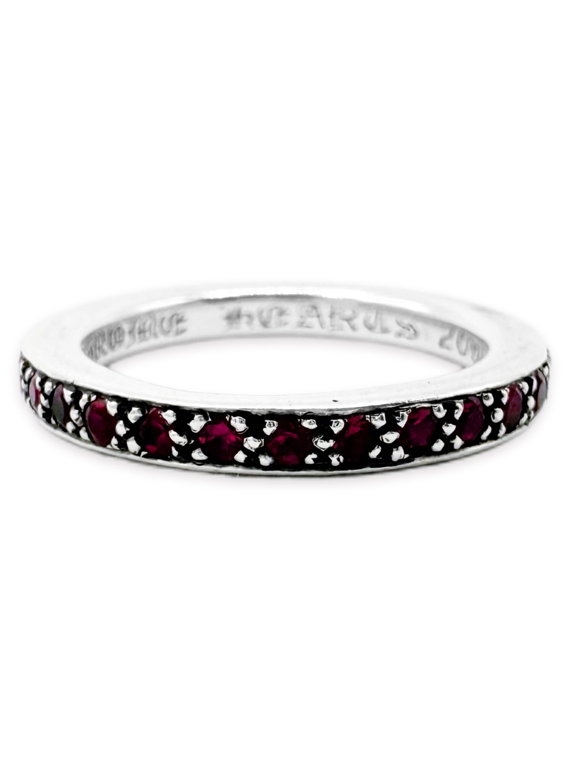 Chrome Hearts Ruby Eternity Love Factory Set .925 Silver Ring