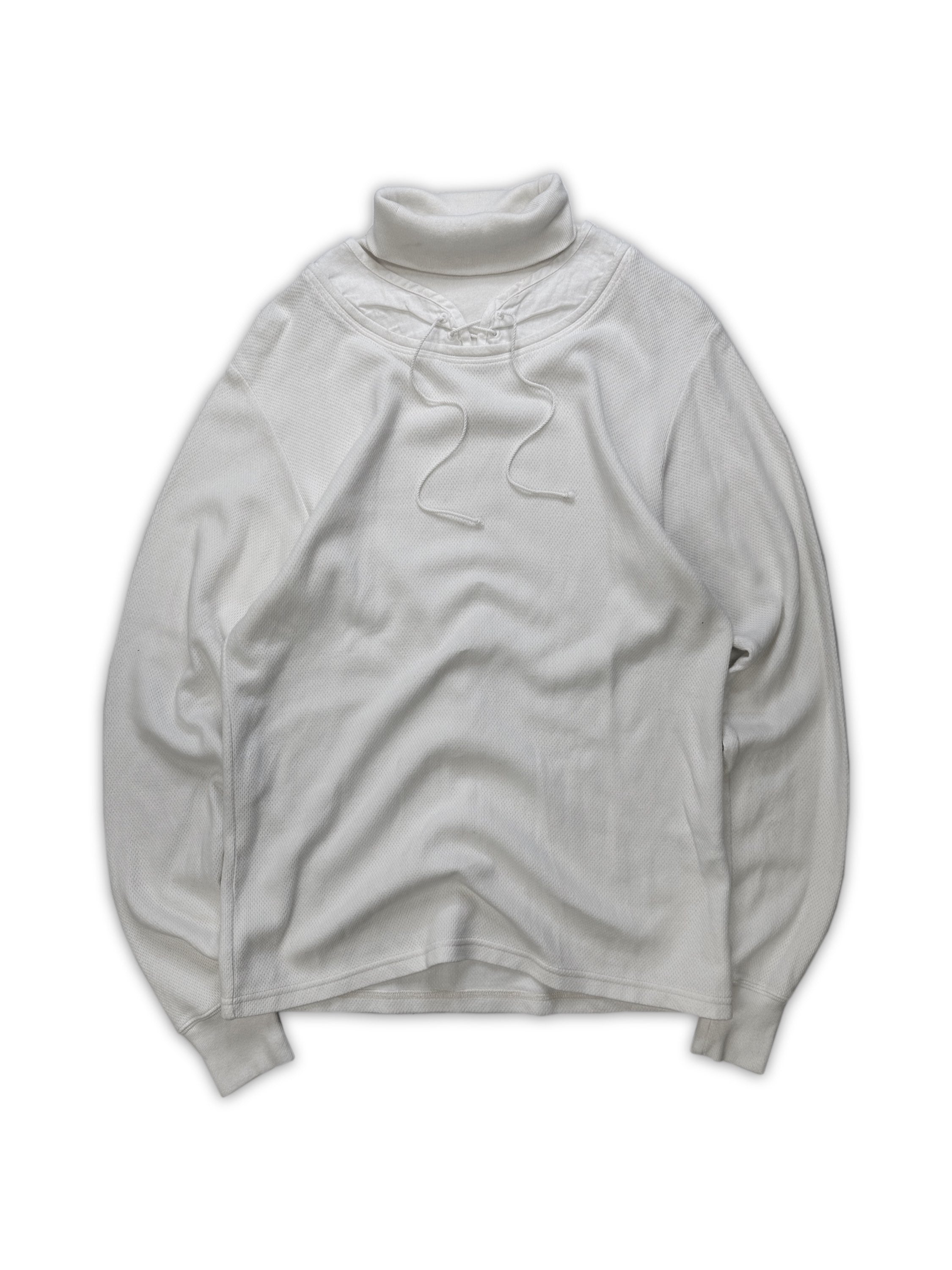 Kapital White Waffle Long Sleeve Turtleneck Sweater