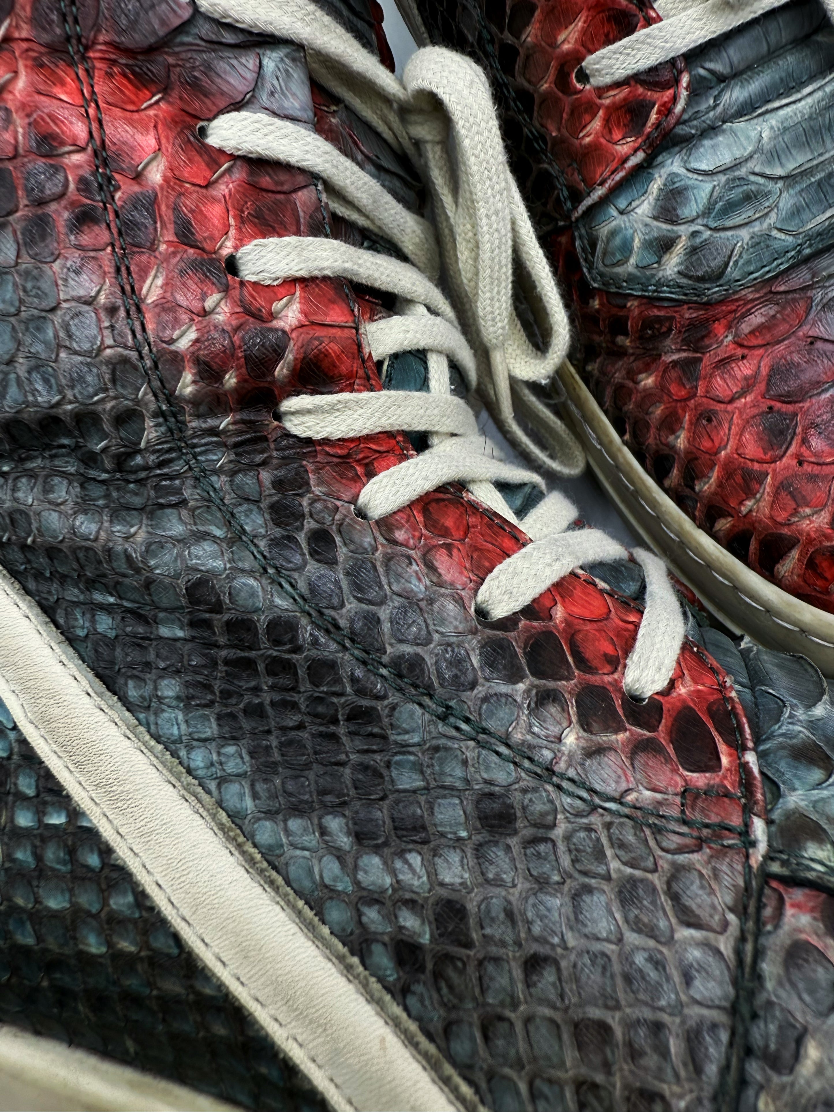 AW22 Rick Owens Painted Python Skin Gradient Geobasket Sneakers