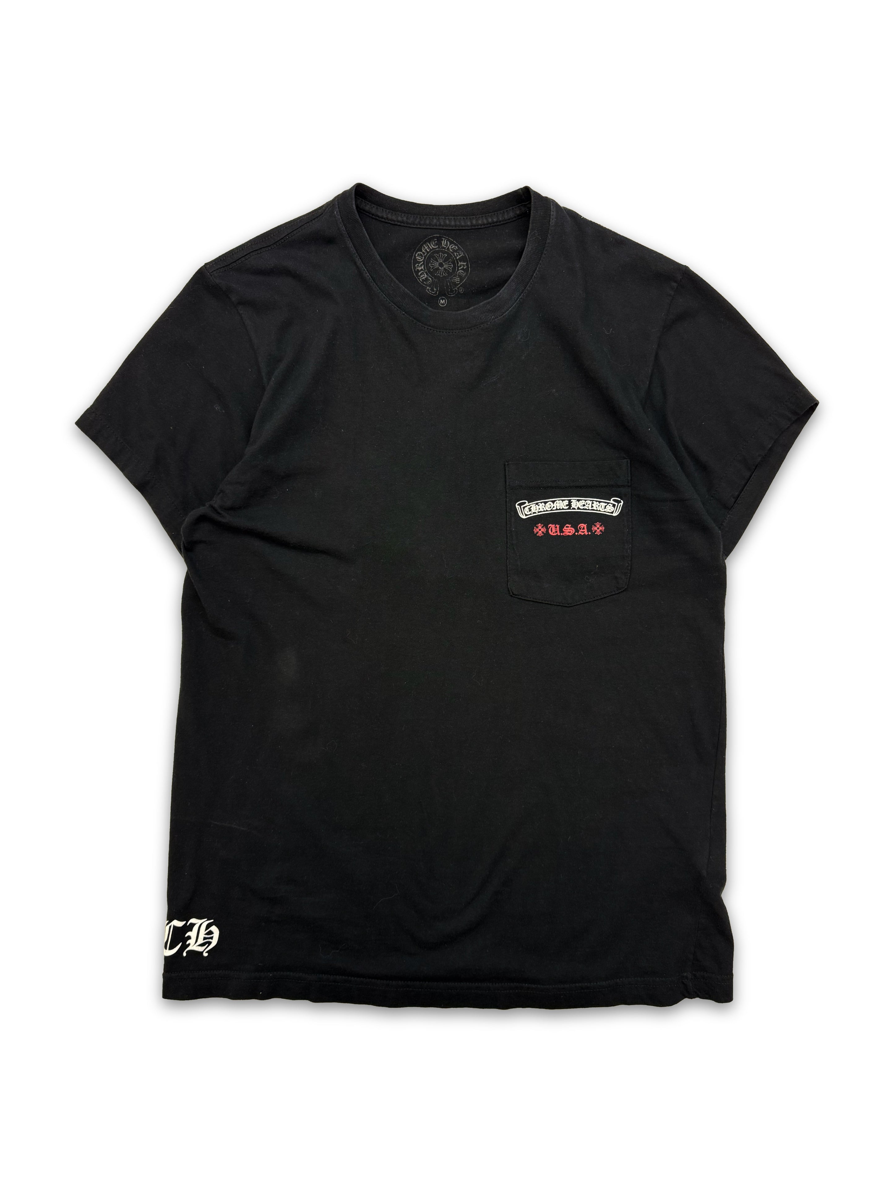 Chrome Hearts ‘U.S.A’ Flag Black Pocket Graphic T-Shirt
