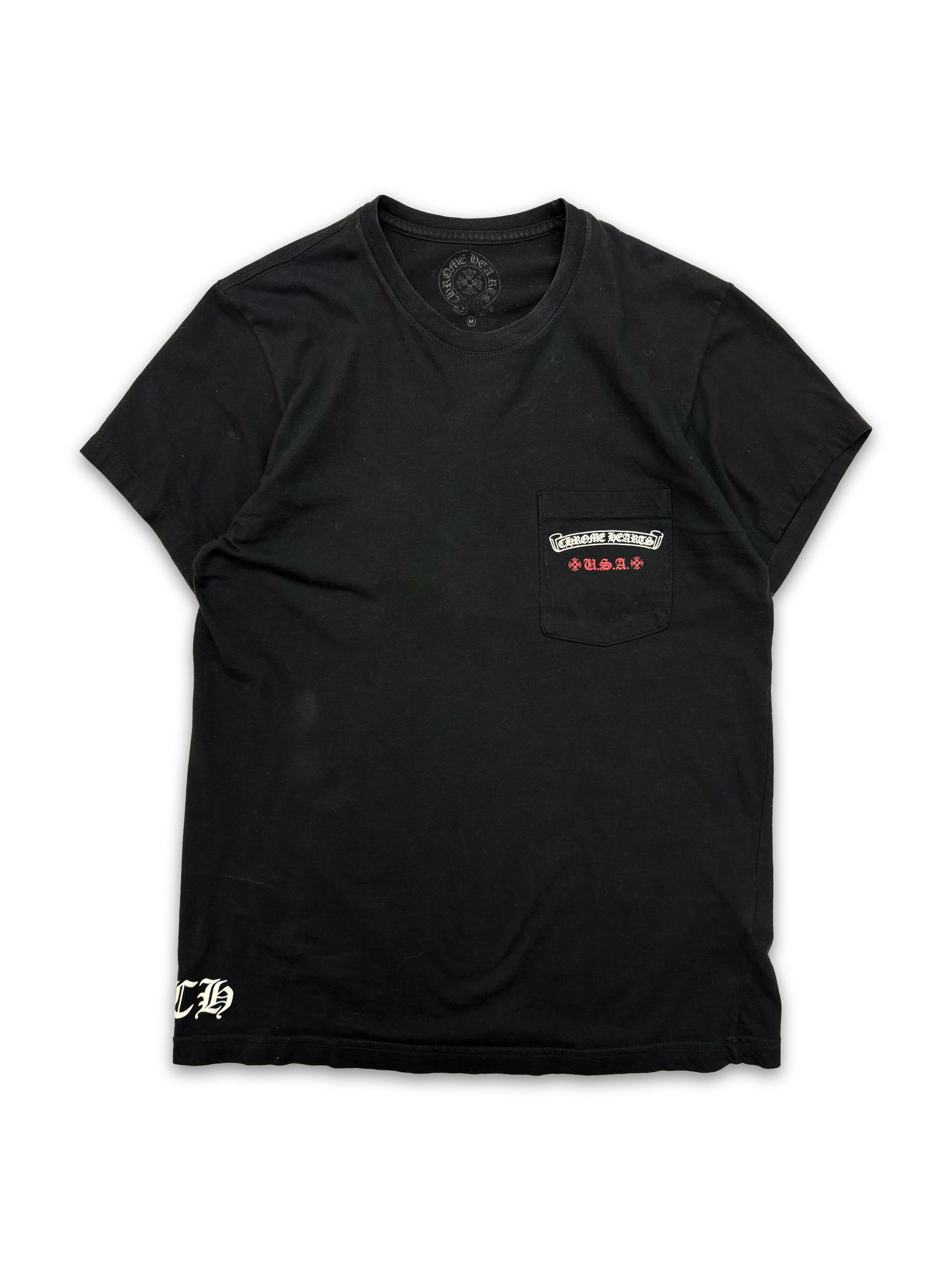 Chrome Hearts ‘U.S.A’ Flag Black Pocket Graphic T-Shirt