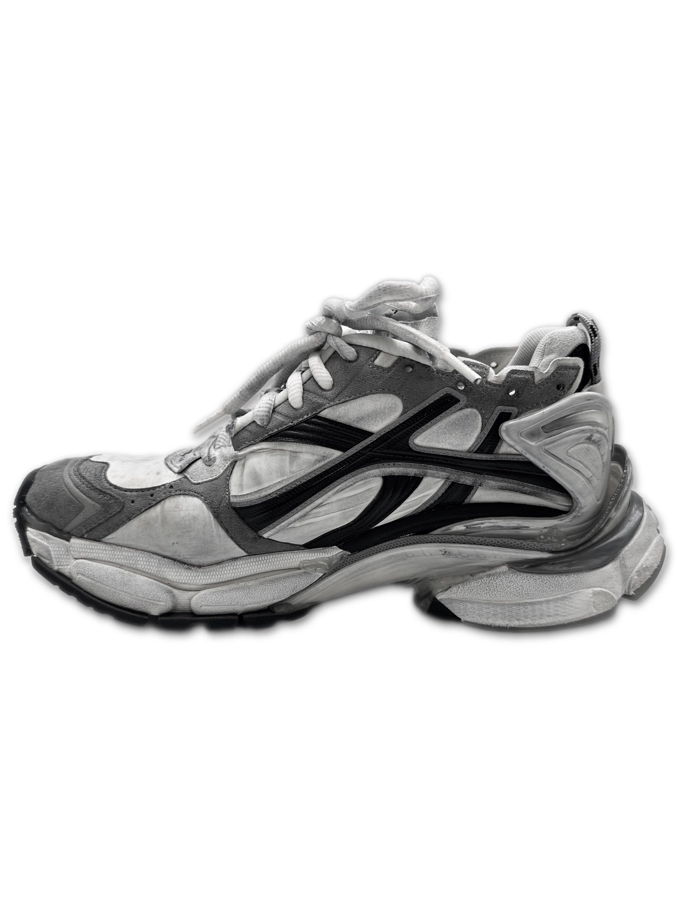 Balenciaga ‘Runner’ Grey Chunky Sole Transparent Logo Sneakers