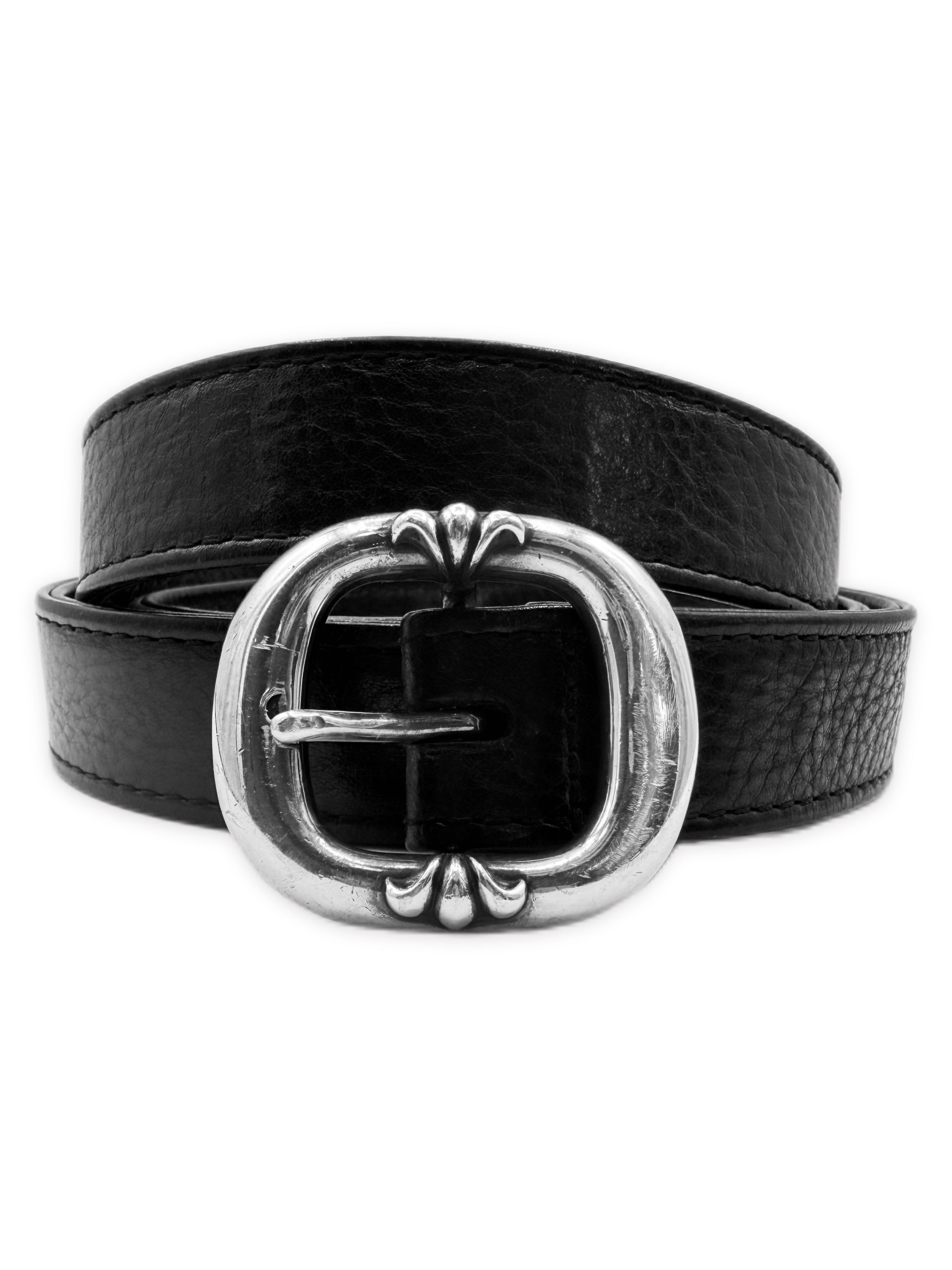Chrome Hearts 1 inch Gunslinger .925 Silver Black Leather Belt