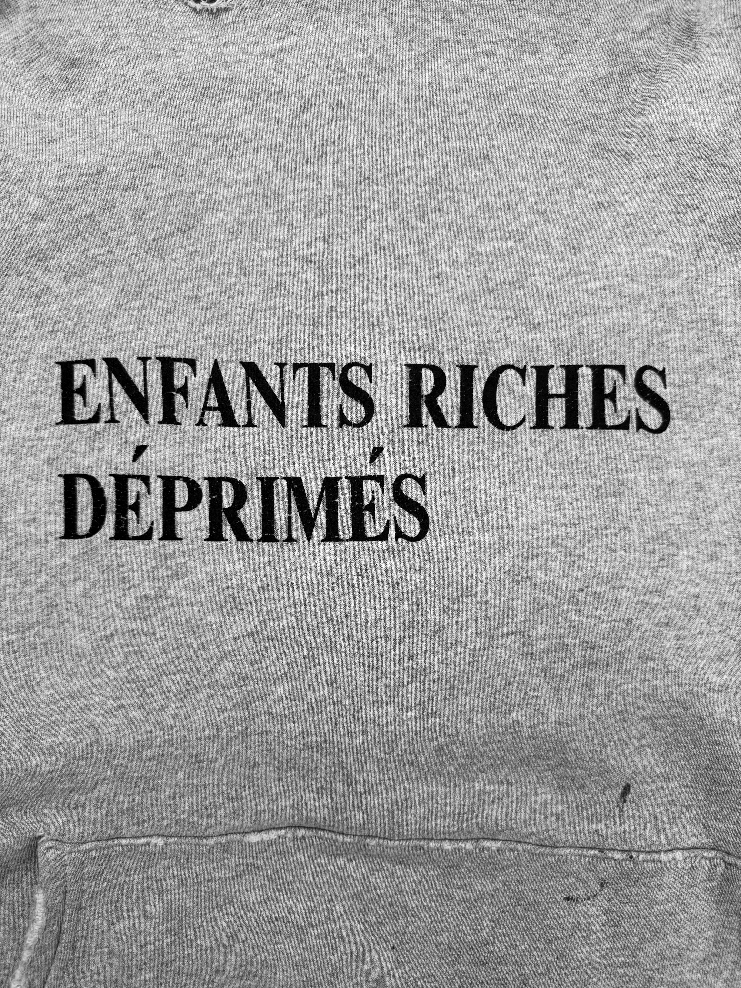 Enfants Riches Deprimes Grey Distressed Paint Logo Grey Hoodie