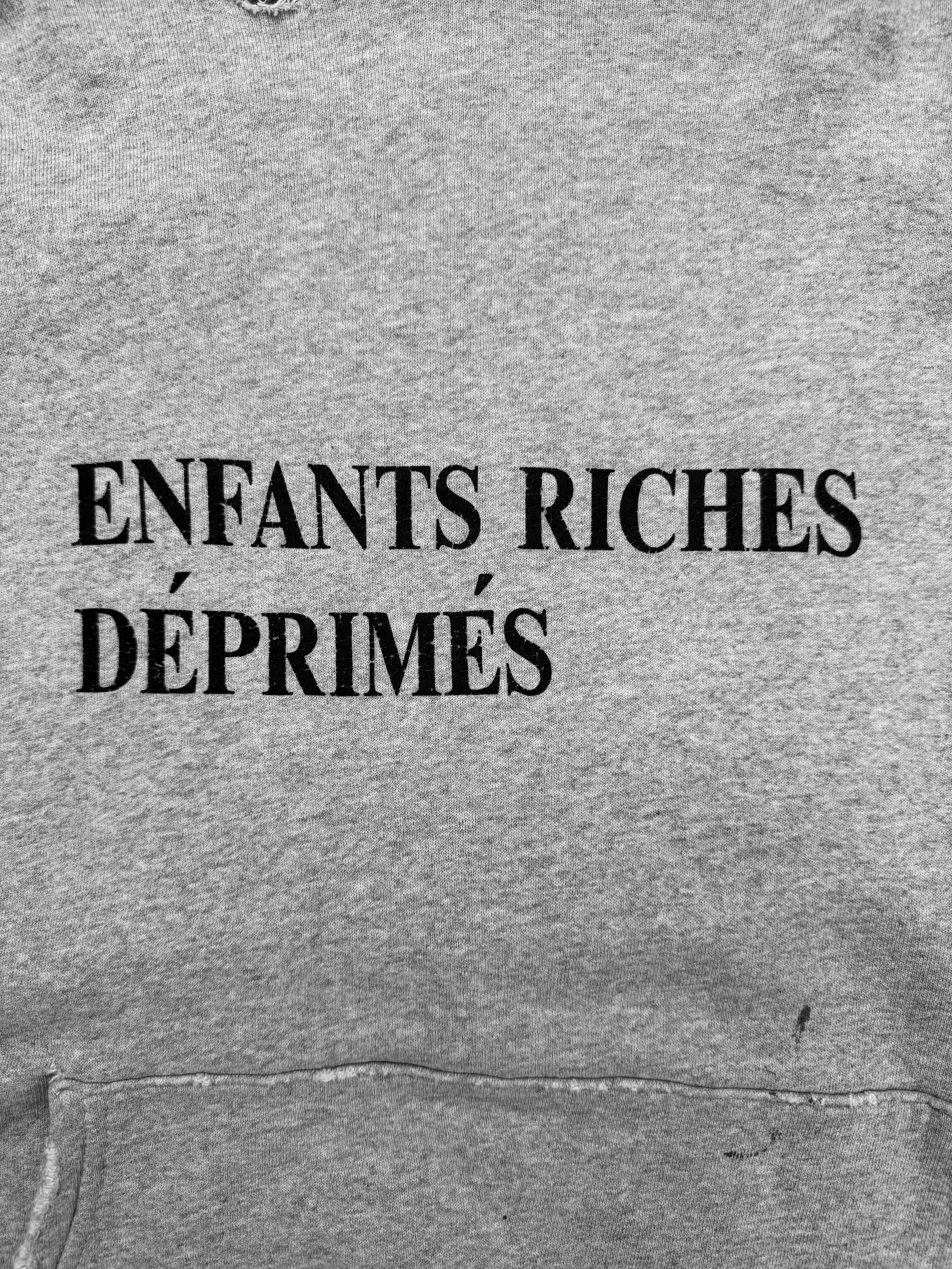 Enfants Riches Deprimes Grey Distressed Paint Logo Grey Hoodie