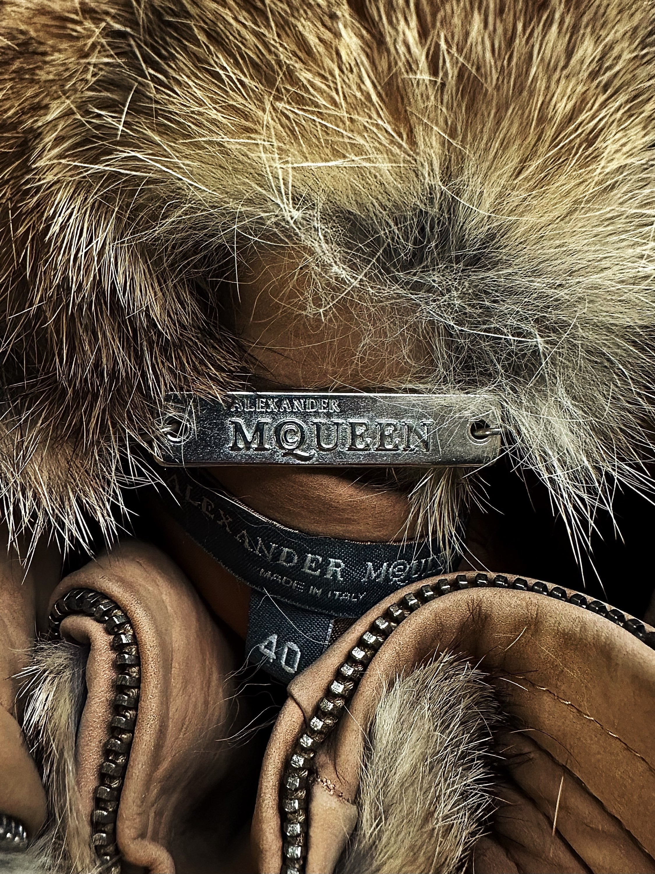 00s Alexander McQueen ‘Rabbit Fur’ Cropped Leather Jacket