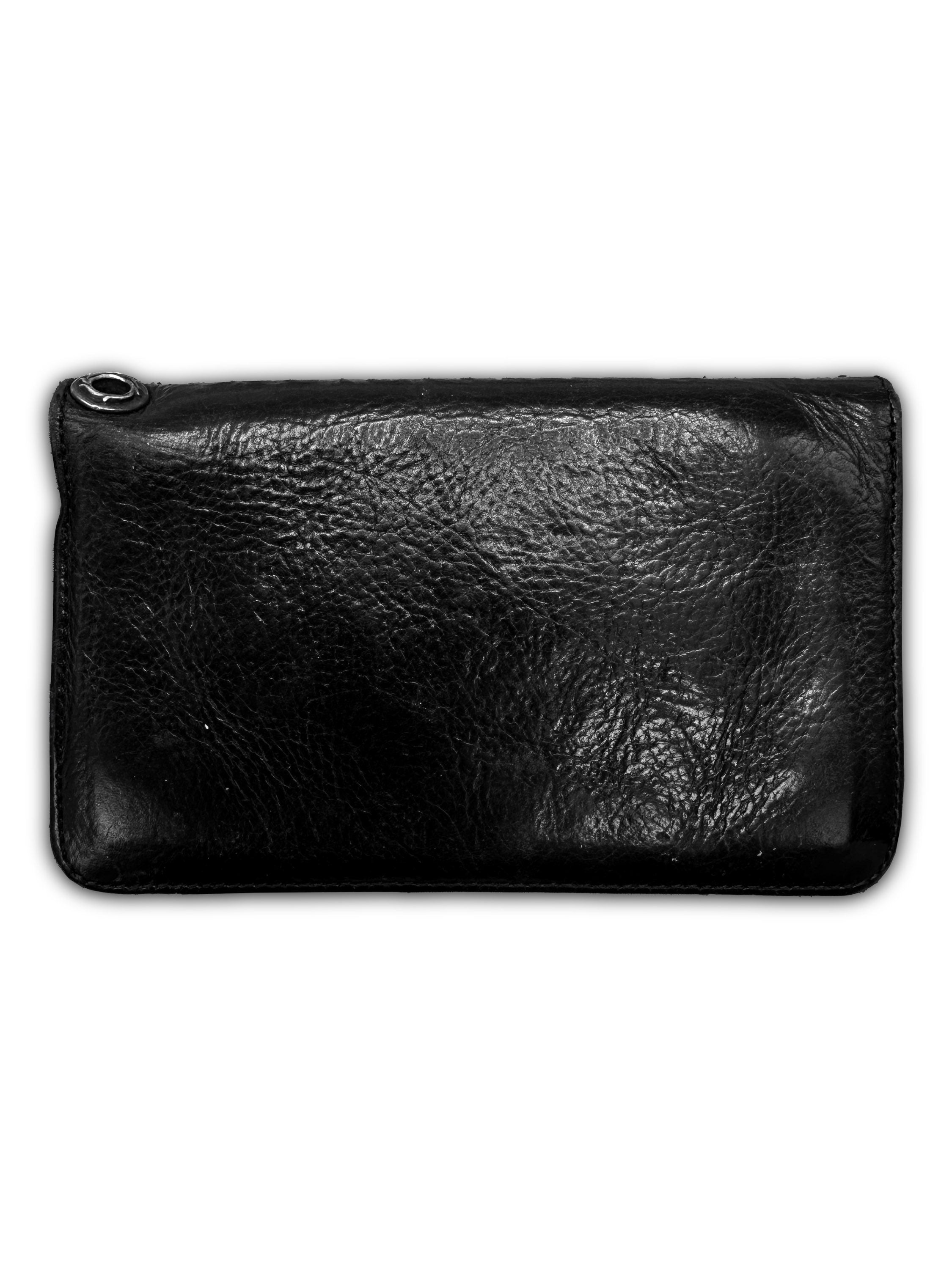00s Chrome Hearts ‘Claw’ Motif .925 Silver Black Leather Bifold Wallet