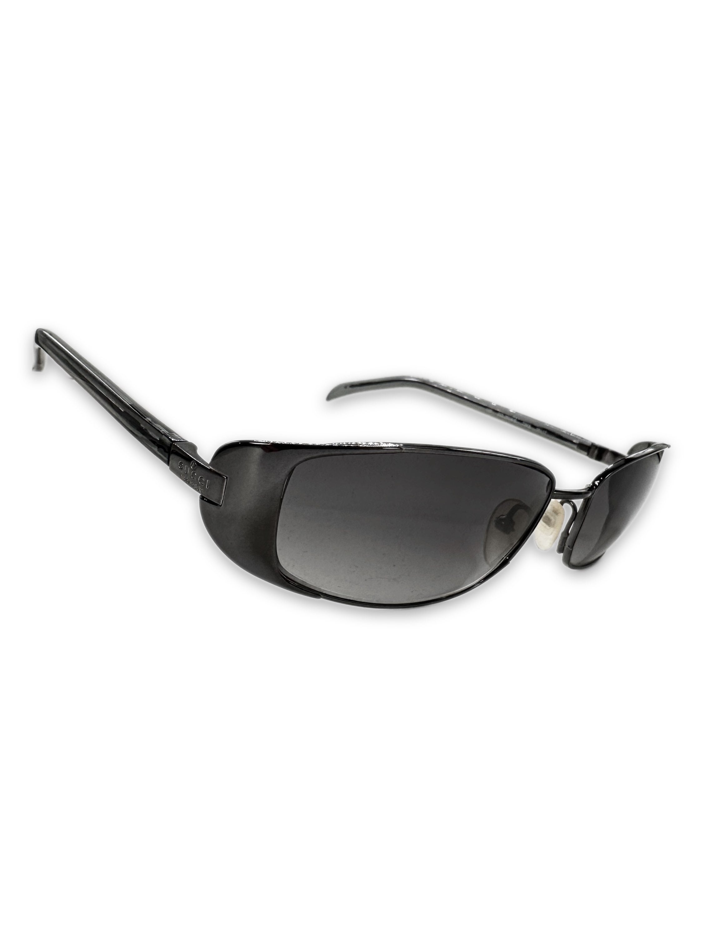 Gucci Rounded Black Tint Logo Sunglasses