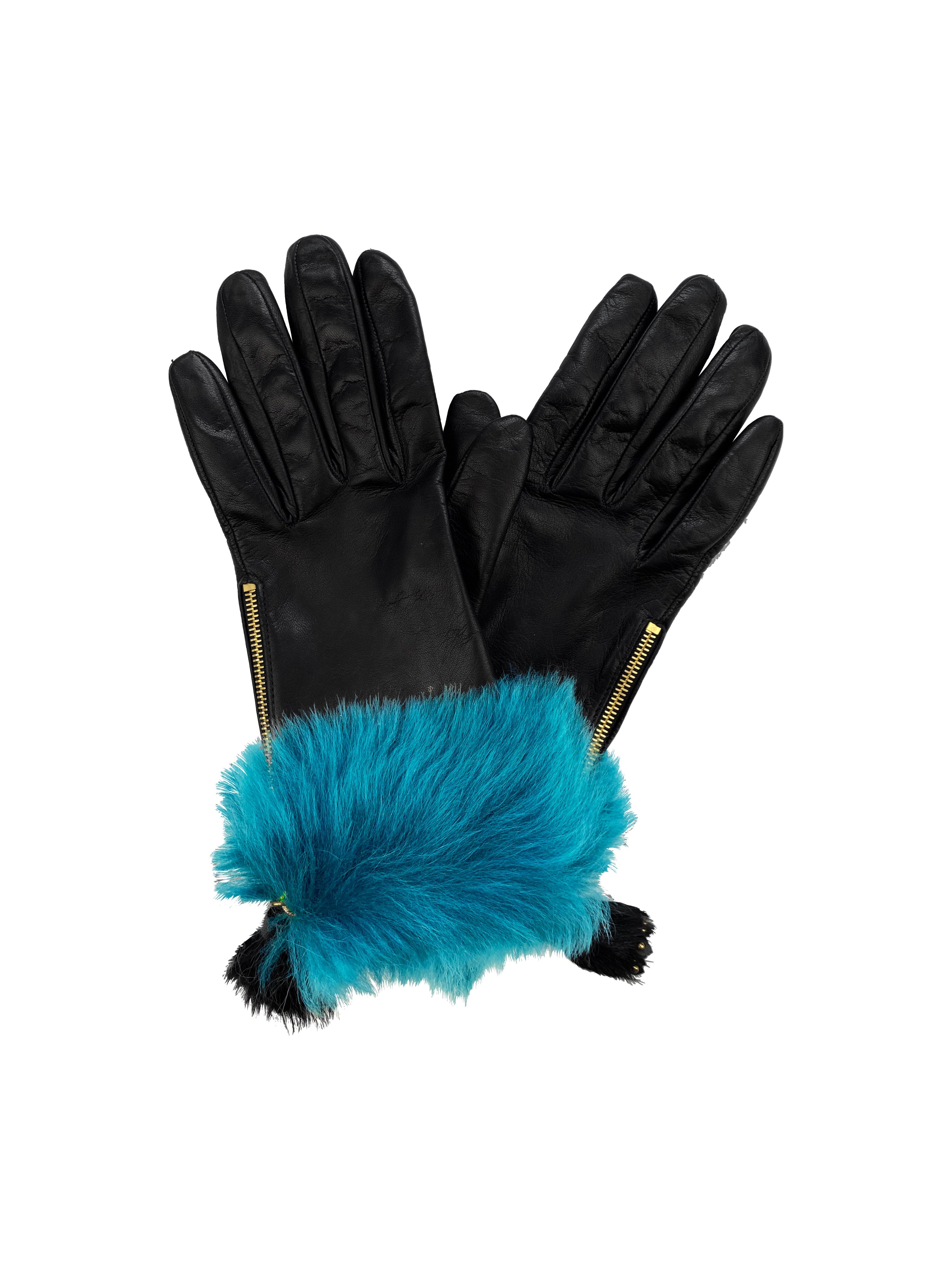 SS17 Prada Lambskin Lamb Fur Silk Lined Gloves
