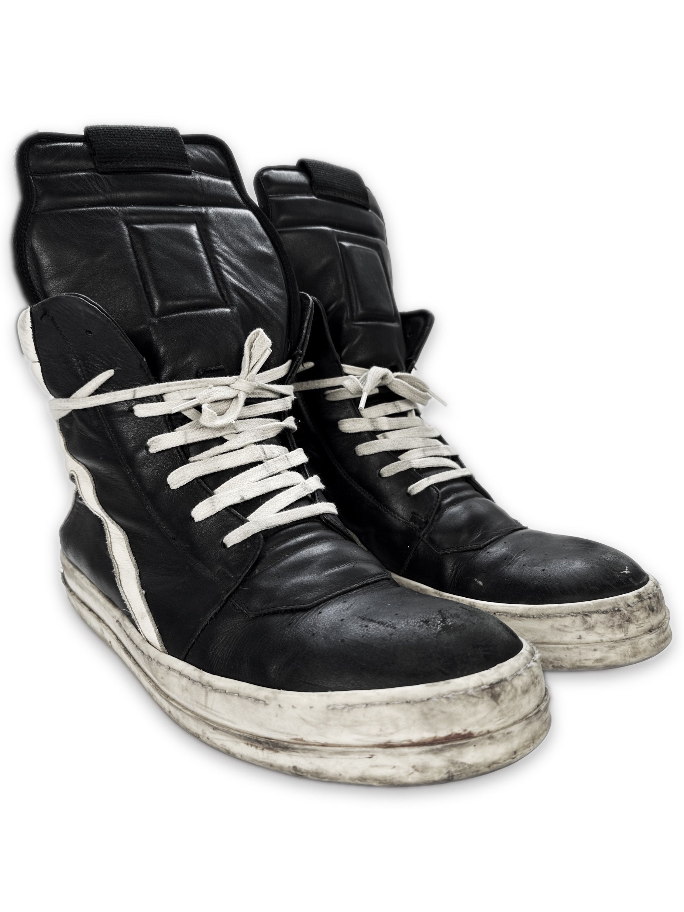 Rick Owens ‘Geobasket’ Hi-top Two Tone Leather Sneakers