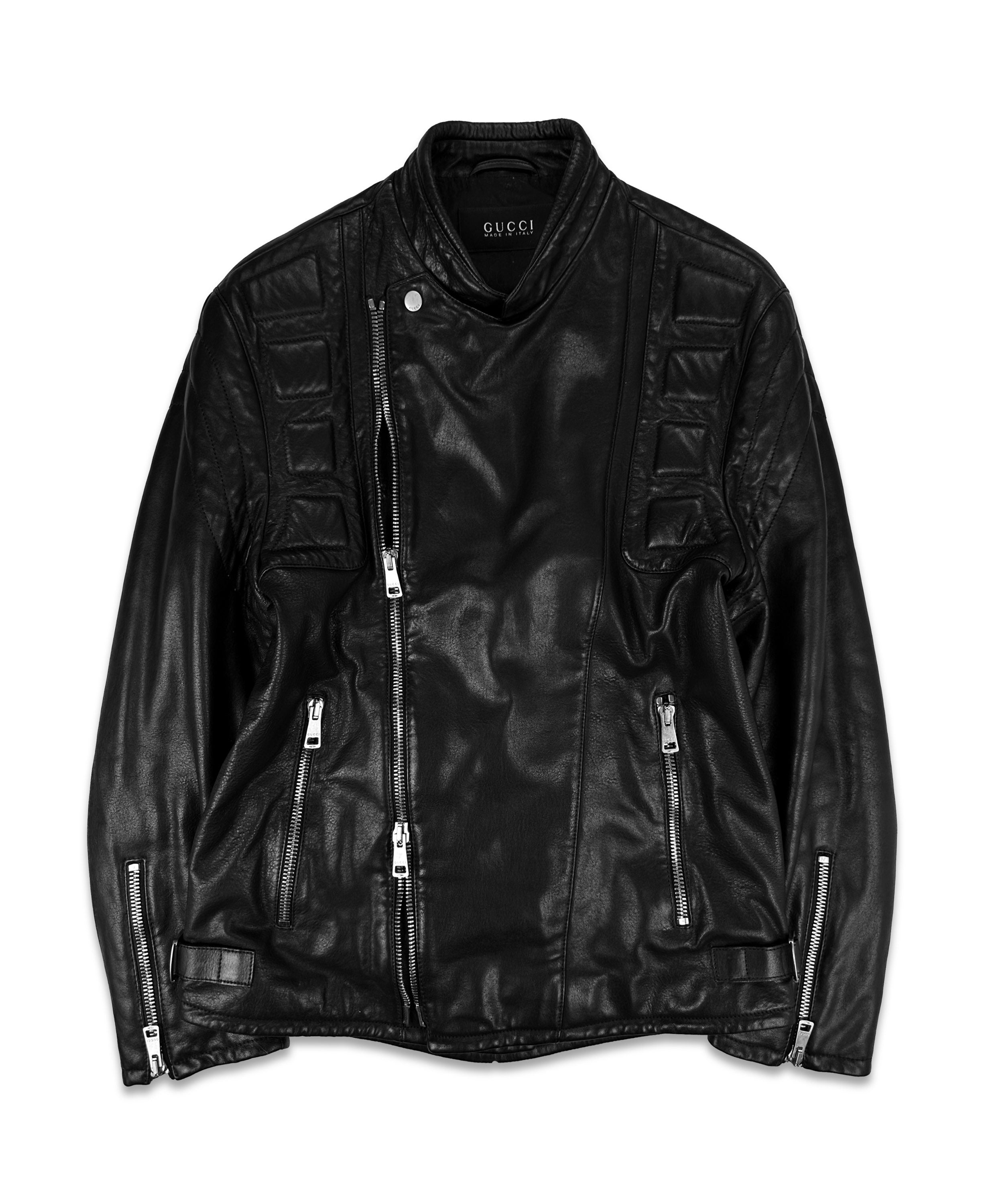 00s Gucci by Tom Ford ‘Alien’ Padded Cowhide Leather Biker Jacket
