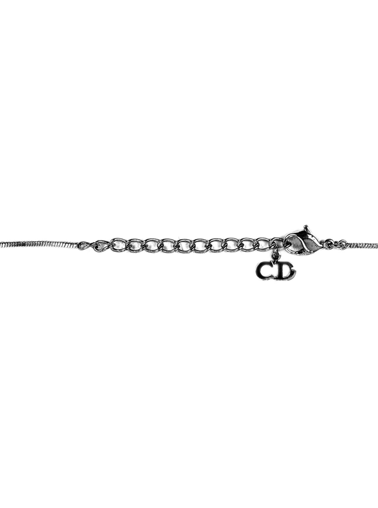 00s Dior ‘2’ Burgundy Trotter Monogram Necklace