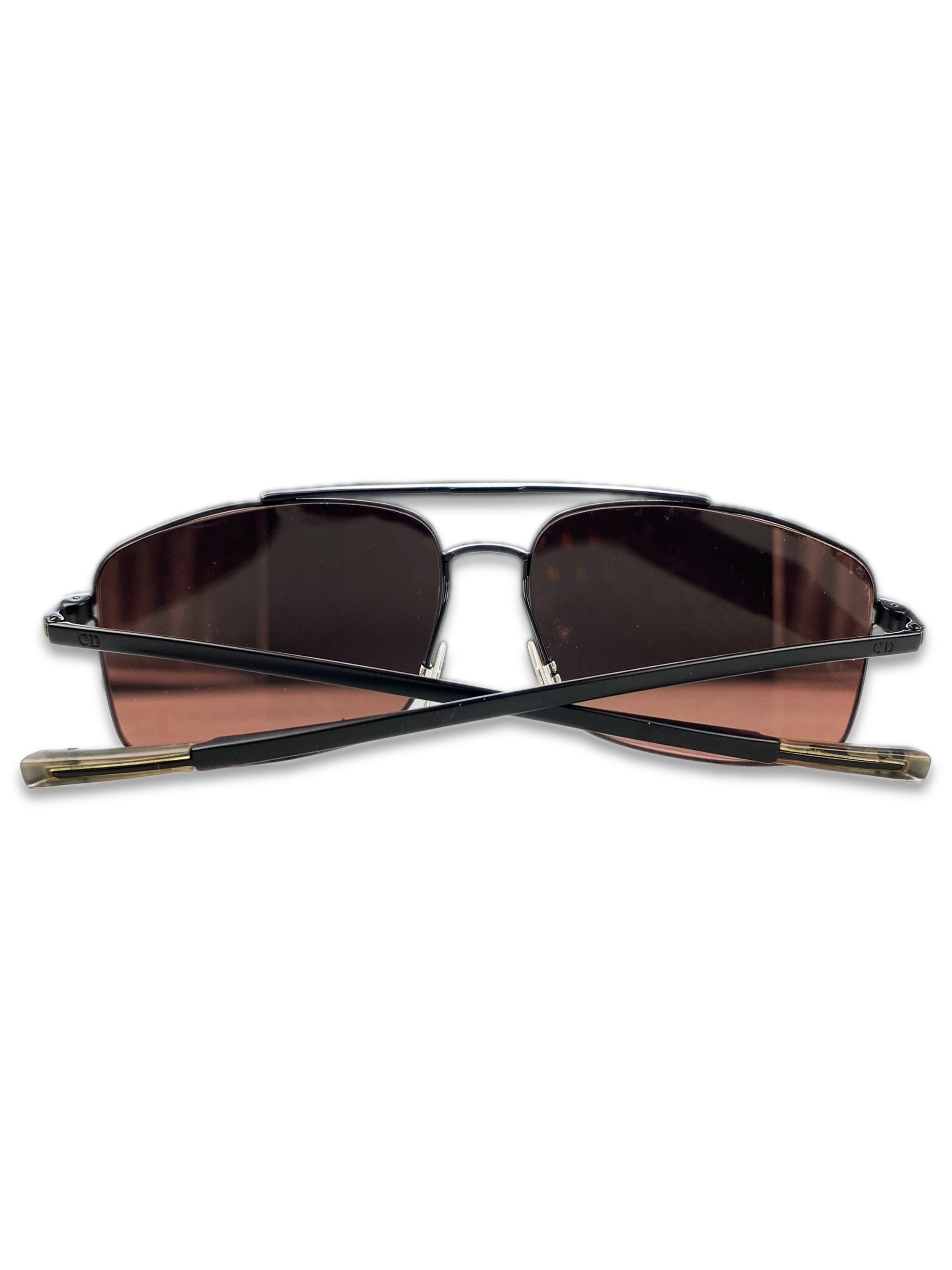 Dior Homme Rose Tint Rounded Skinny Frame Etched Sunglasses