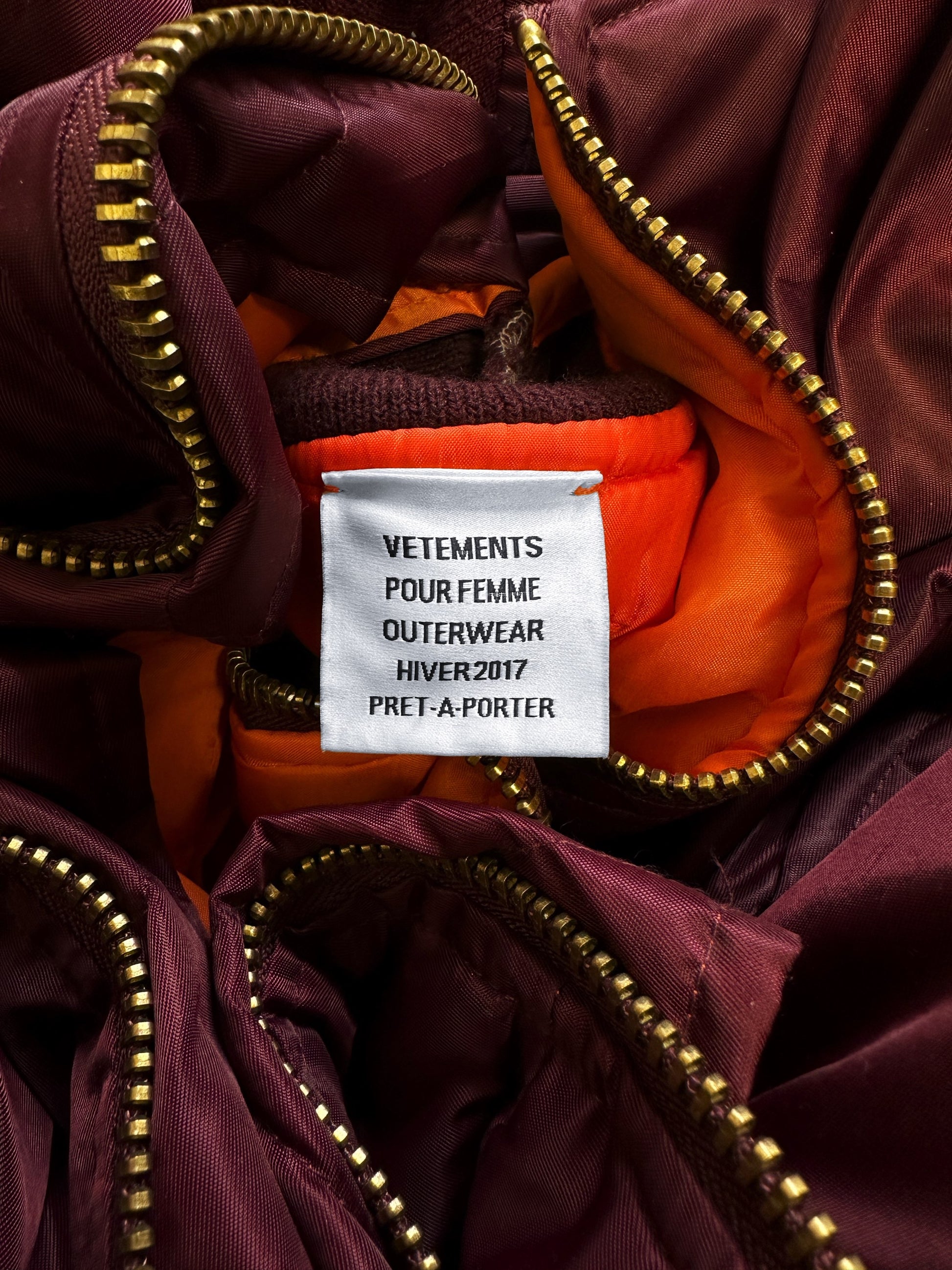AW17 Vêtements ‘5XL’ Oversized Burgundy Nylon Bomber Jacket