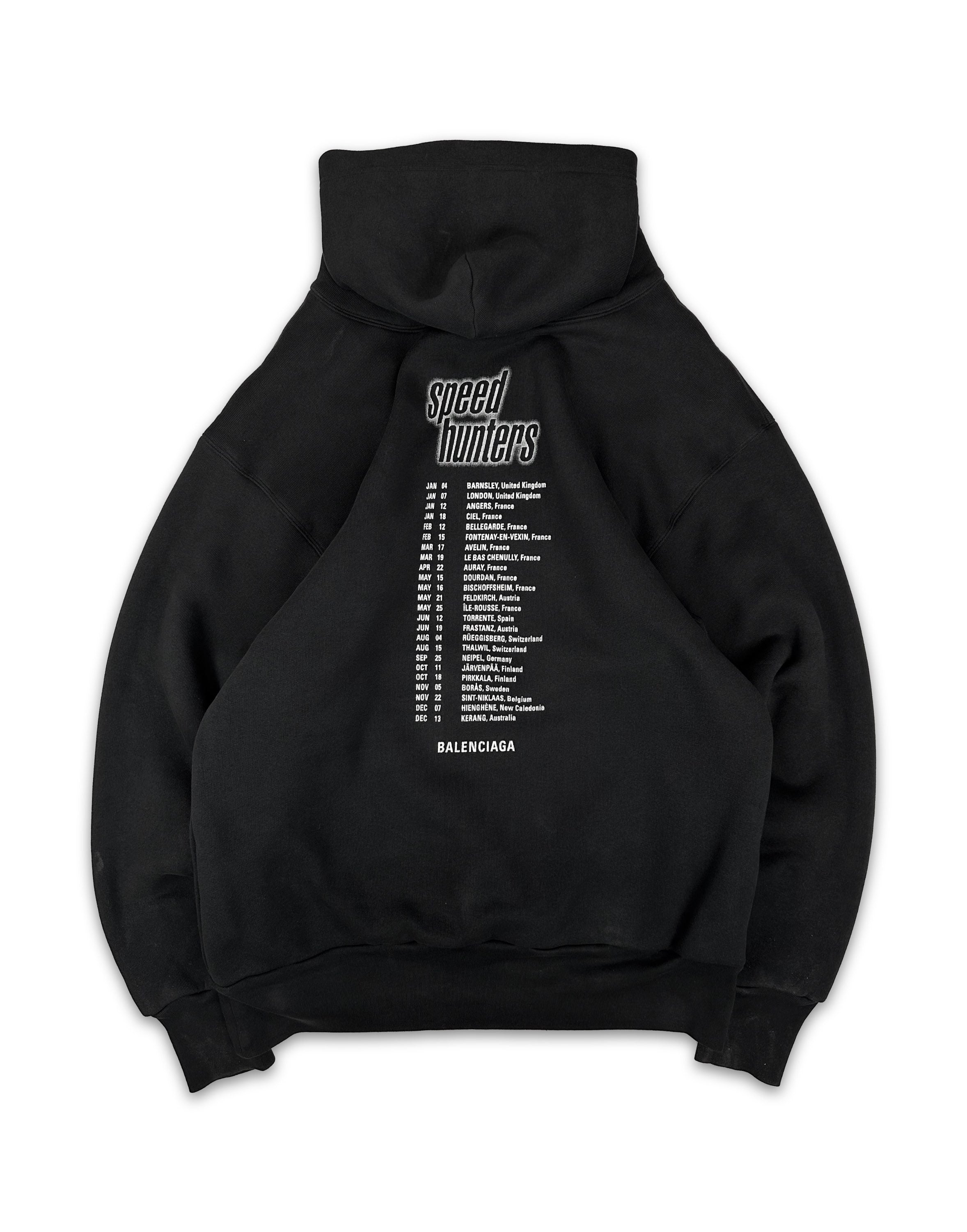 AW18 Balenciaga ‘Speedhunters’ Black Double Layered Hoodie