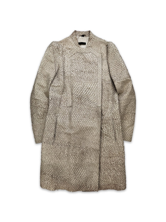 00s Helmut Lang Carp Skin Fish Leather Panelled Trench Coat