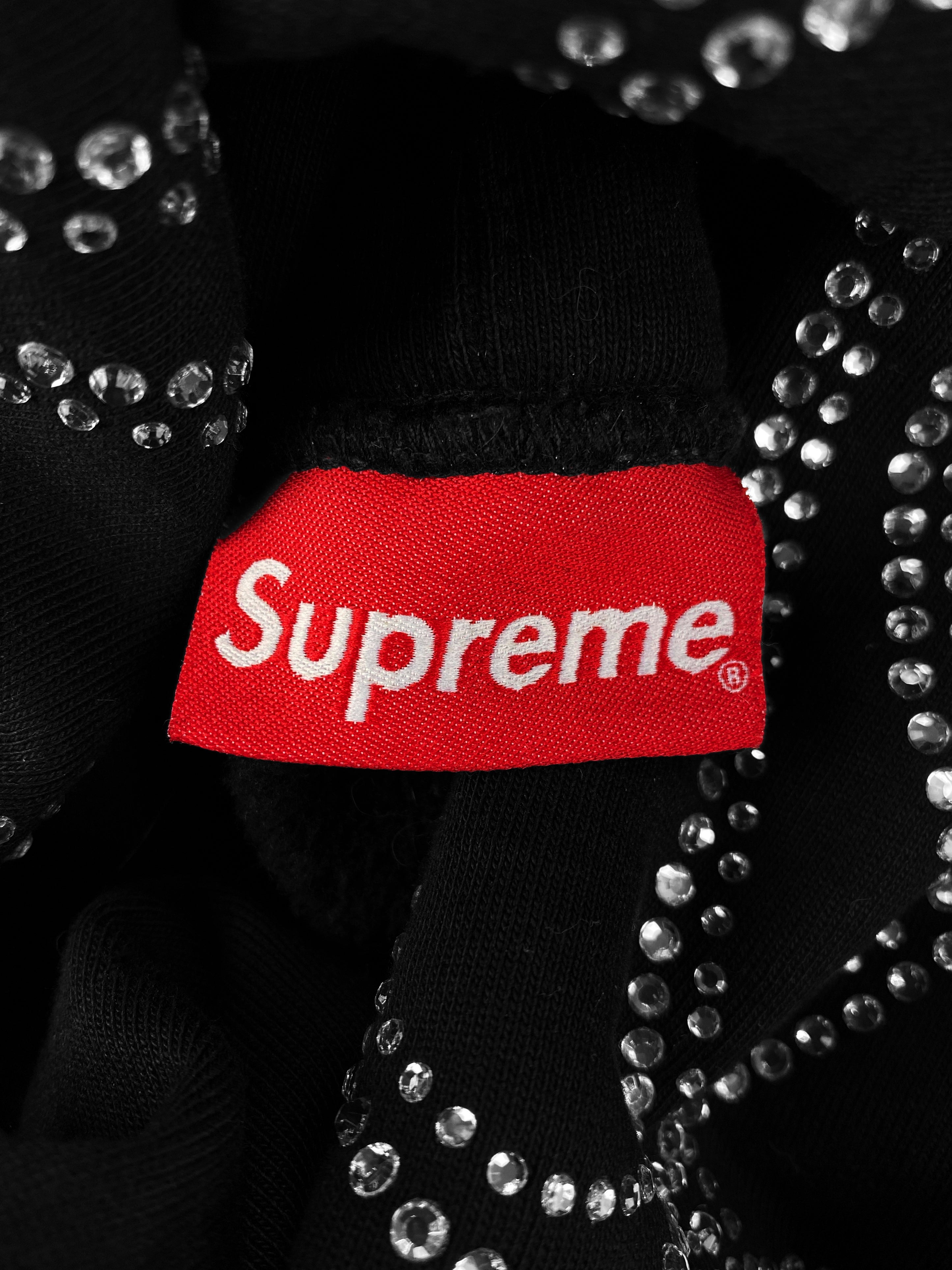 Supreme Swarovski Crystal Cursive Logo Heavyweight Hoodie