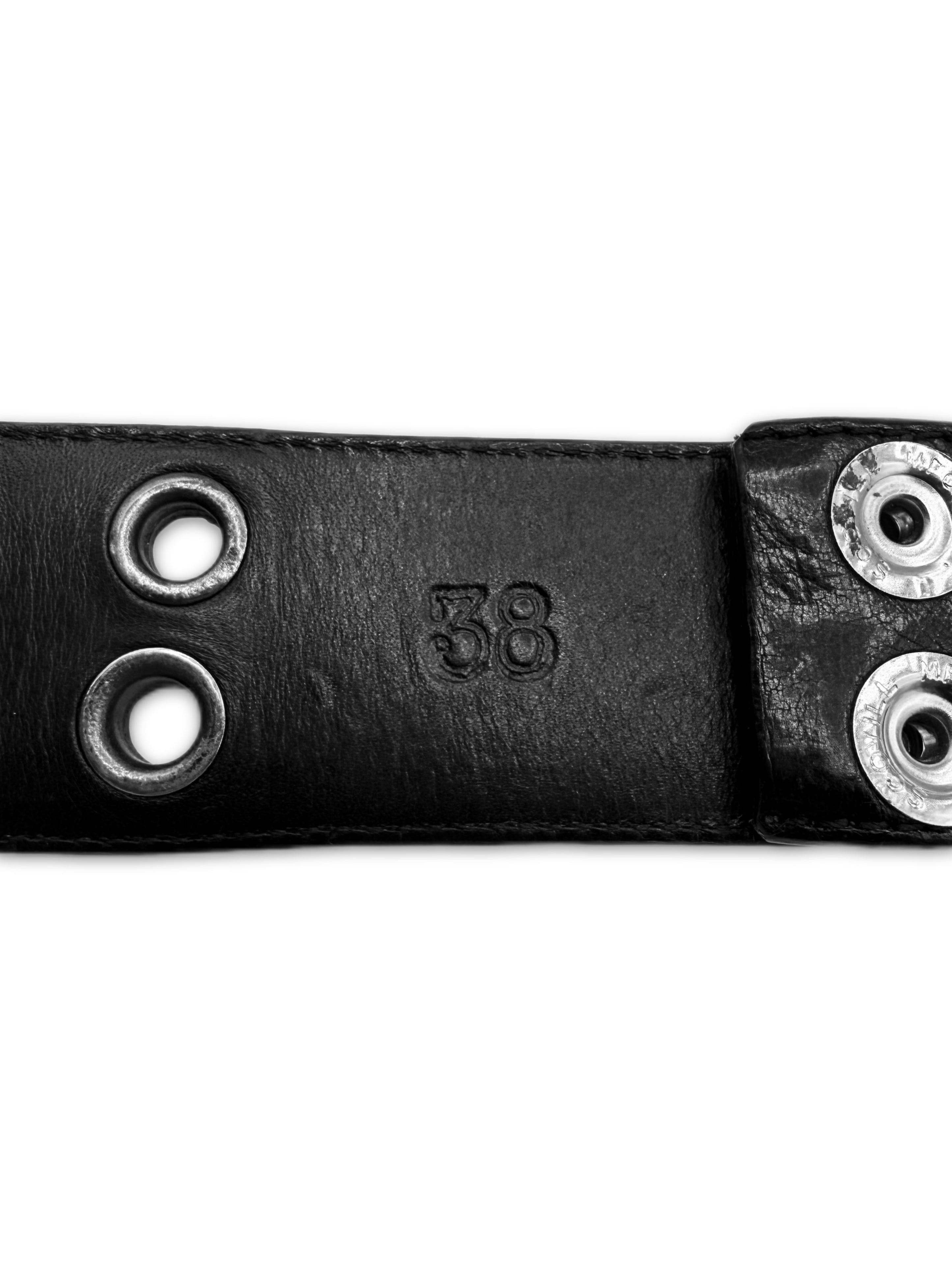 Chrome Hearts Eyelet Gromet Black Leather .925 Silver Belt Strap