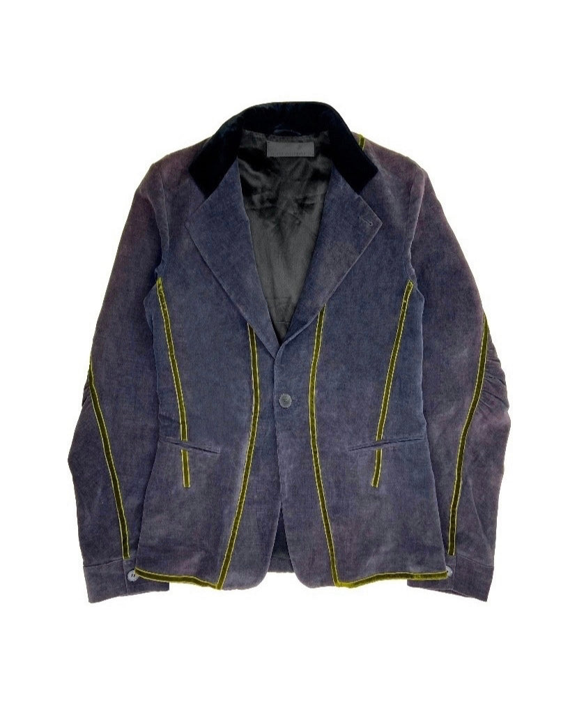 Haider Ackermann Velour Trim Contrast Stitch Plum Blazer