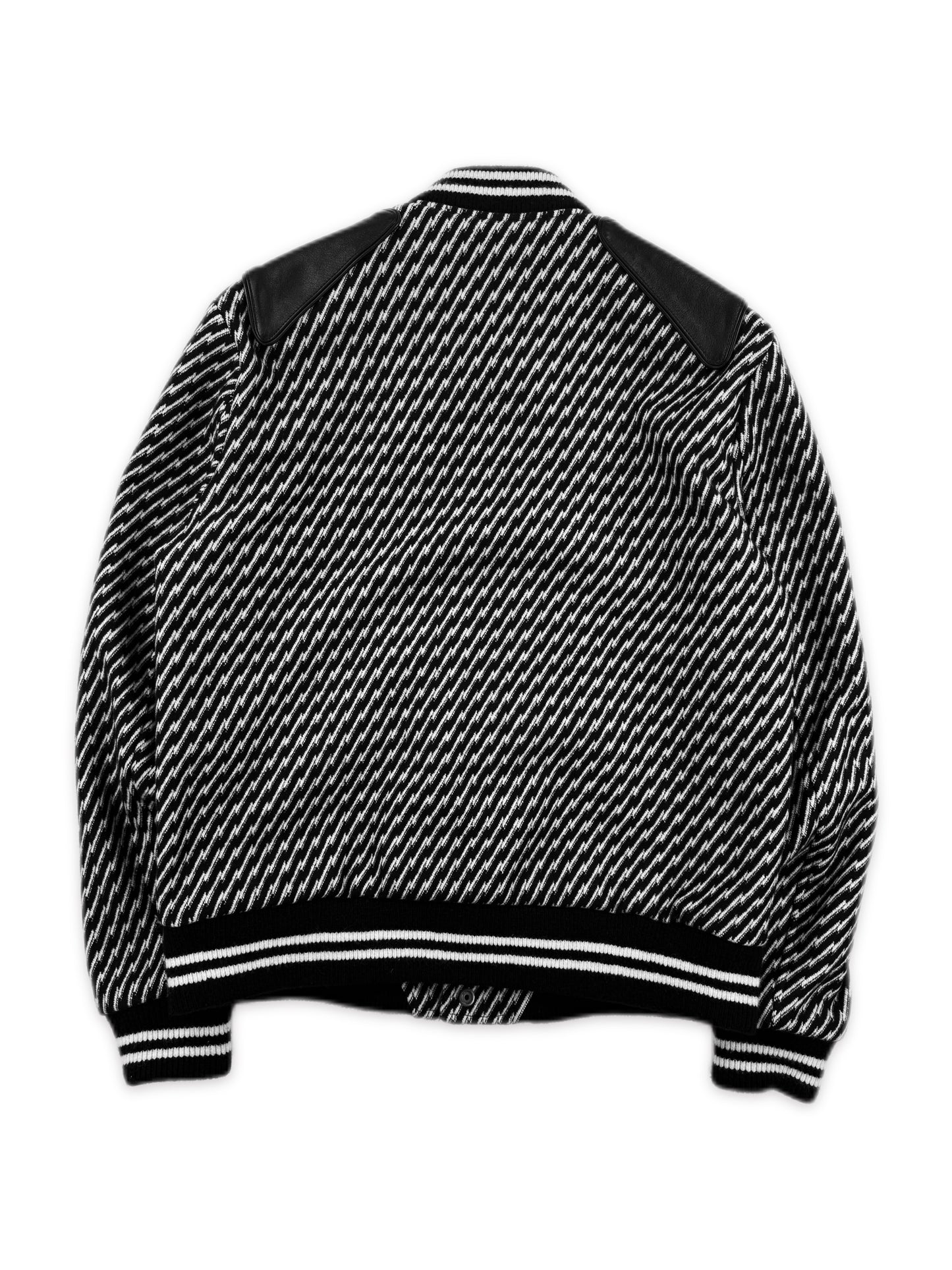 AW18 Saint Laurent Houndstooth Black/White ‘Teddy’ Varsity Jacket