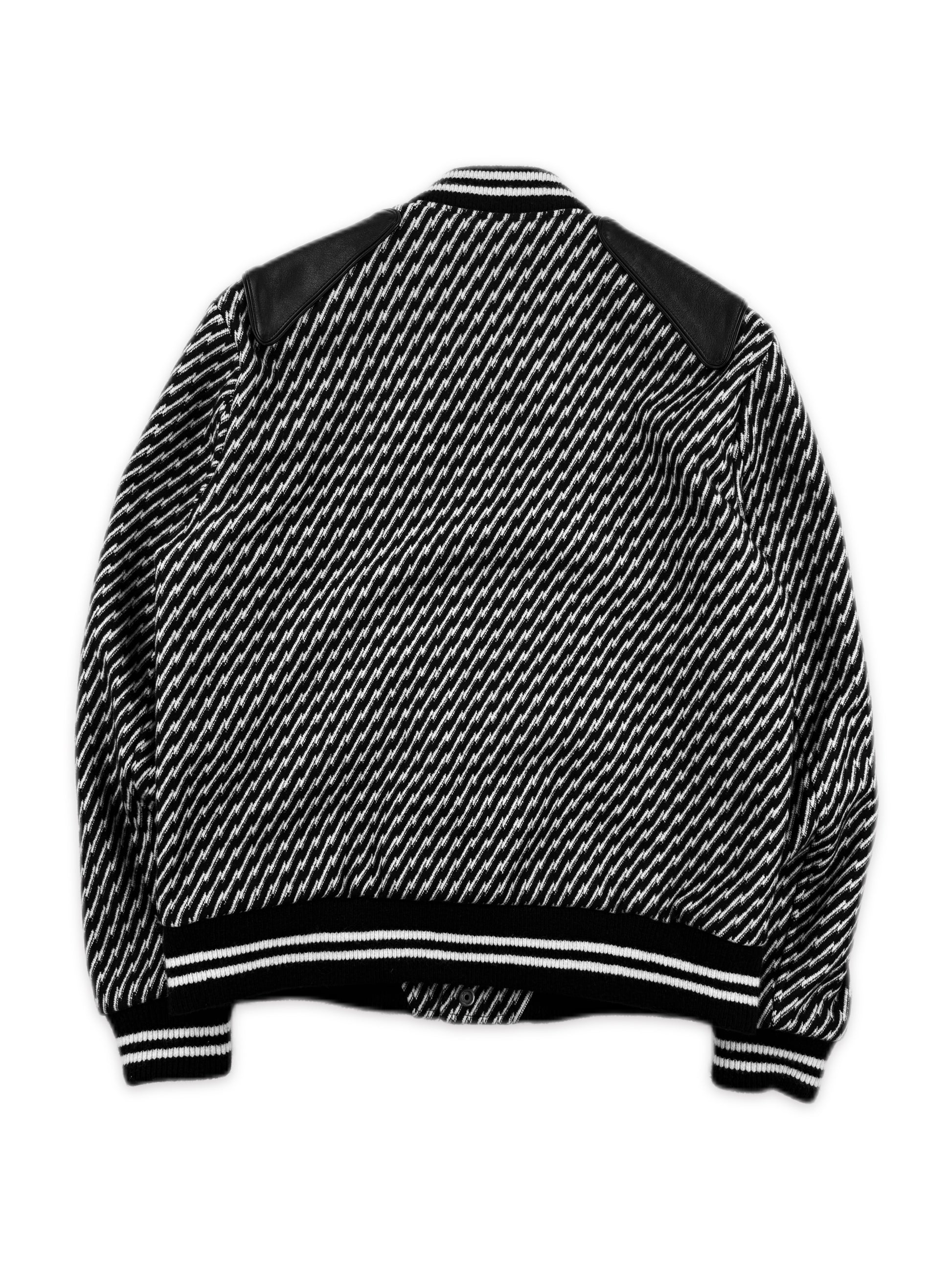 AW18 Saint Laurent Houndstooth Black/White ‘Teddy’ Varsity Jacket