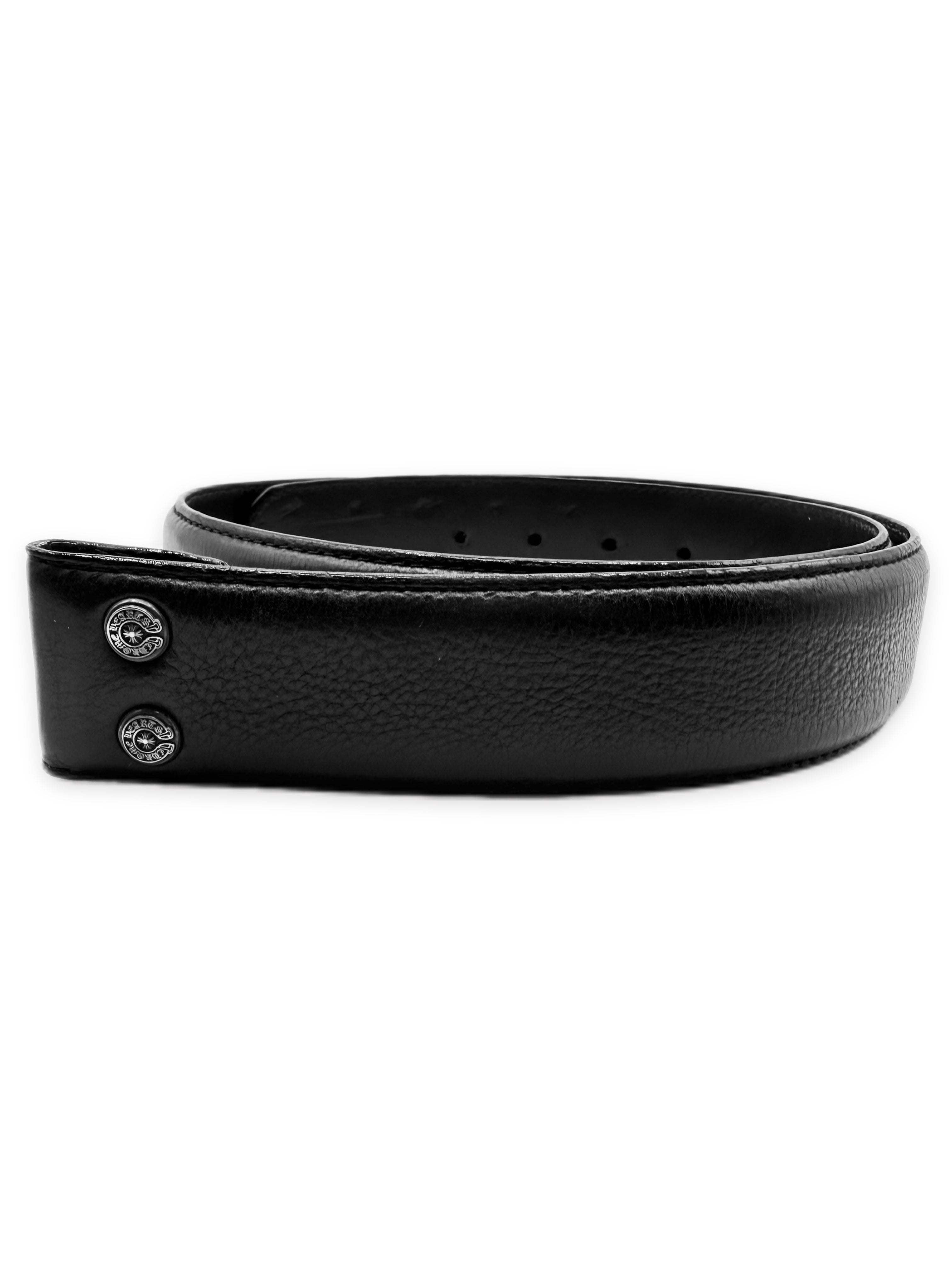 Chrome Hearts Black Leather .925 Silver Belt Strap