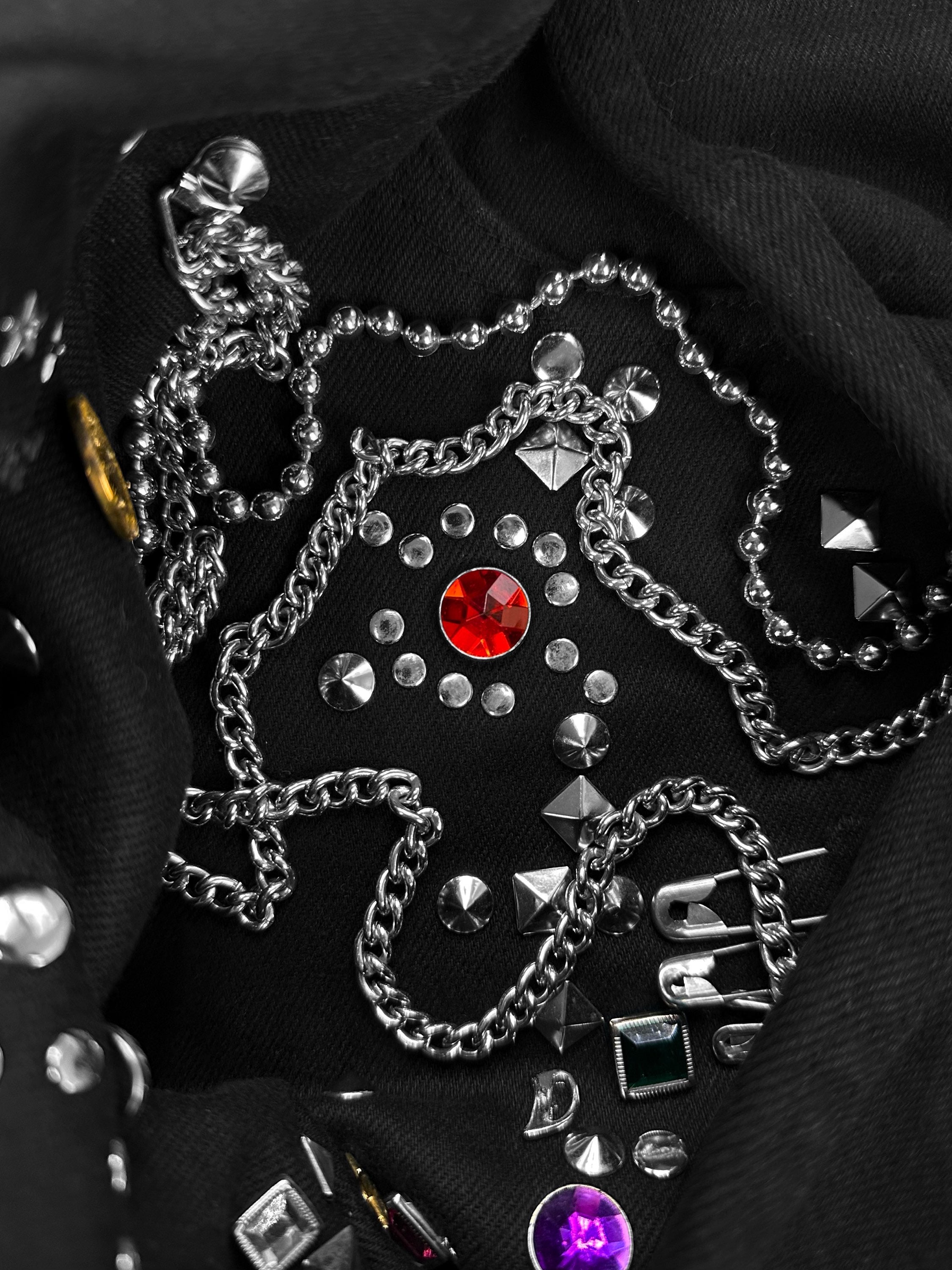 AW02 JUNYA WATANABE 'JEWEL' BLACK STUDDED CHAIN DENIM | ArchiveThreads