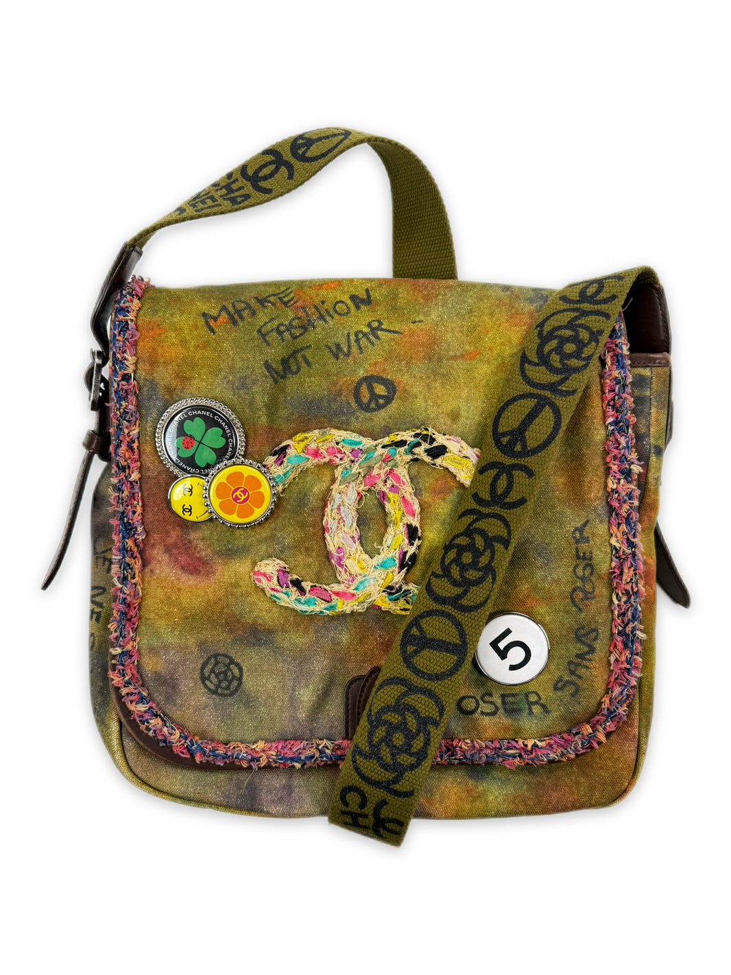 SS15 Chanel Graffiti ‘On The Pavements’ Canvas Crossbody Flap Messenger Bag
