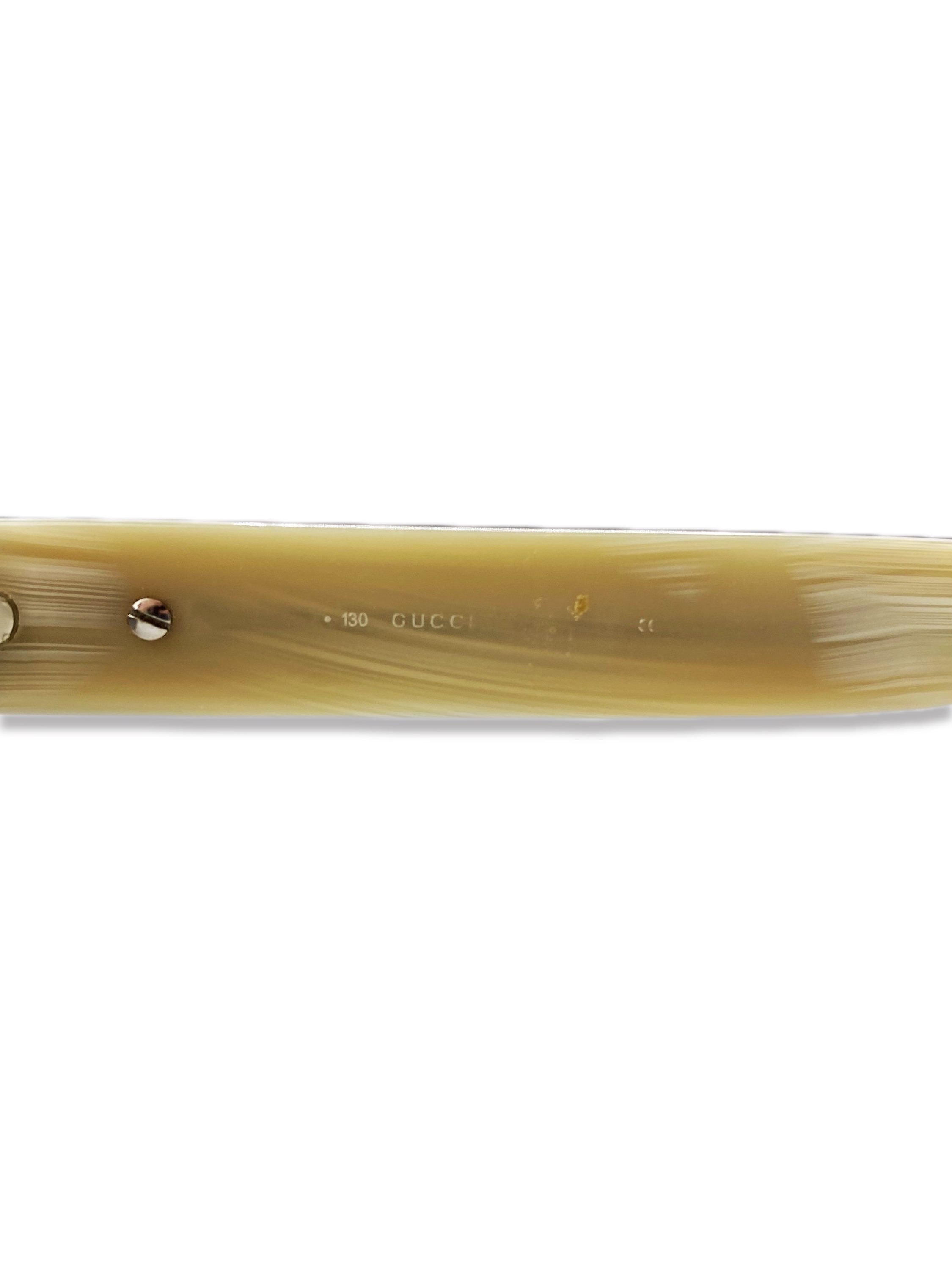 Gucci Metallic Etched Rounded Frame Brown Glasses