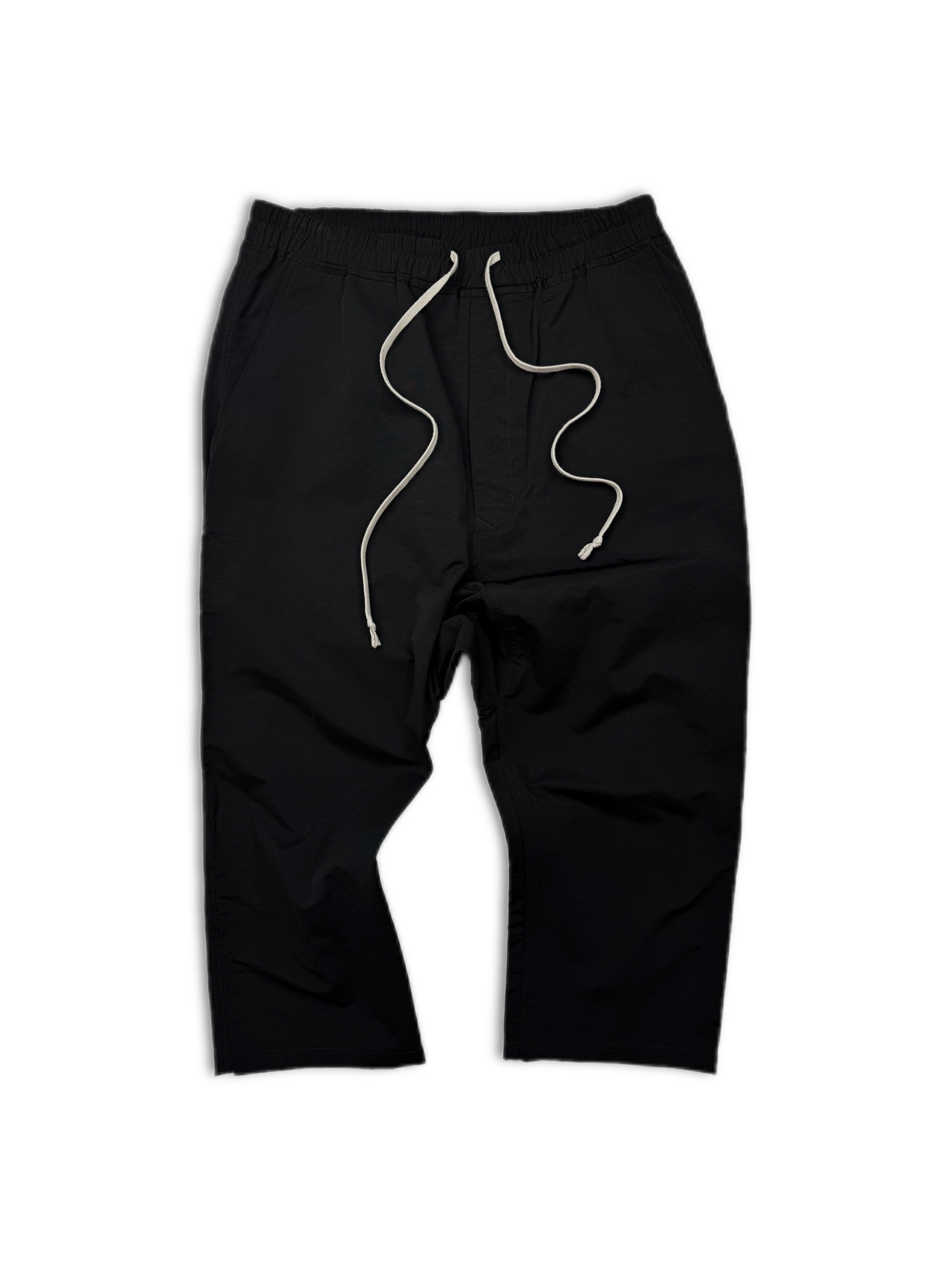 Rick Owens Cropped 3/4 Length Black Nylon Elasticated Pants