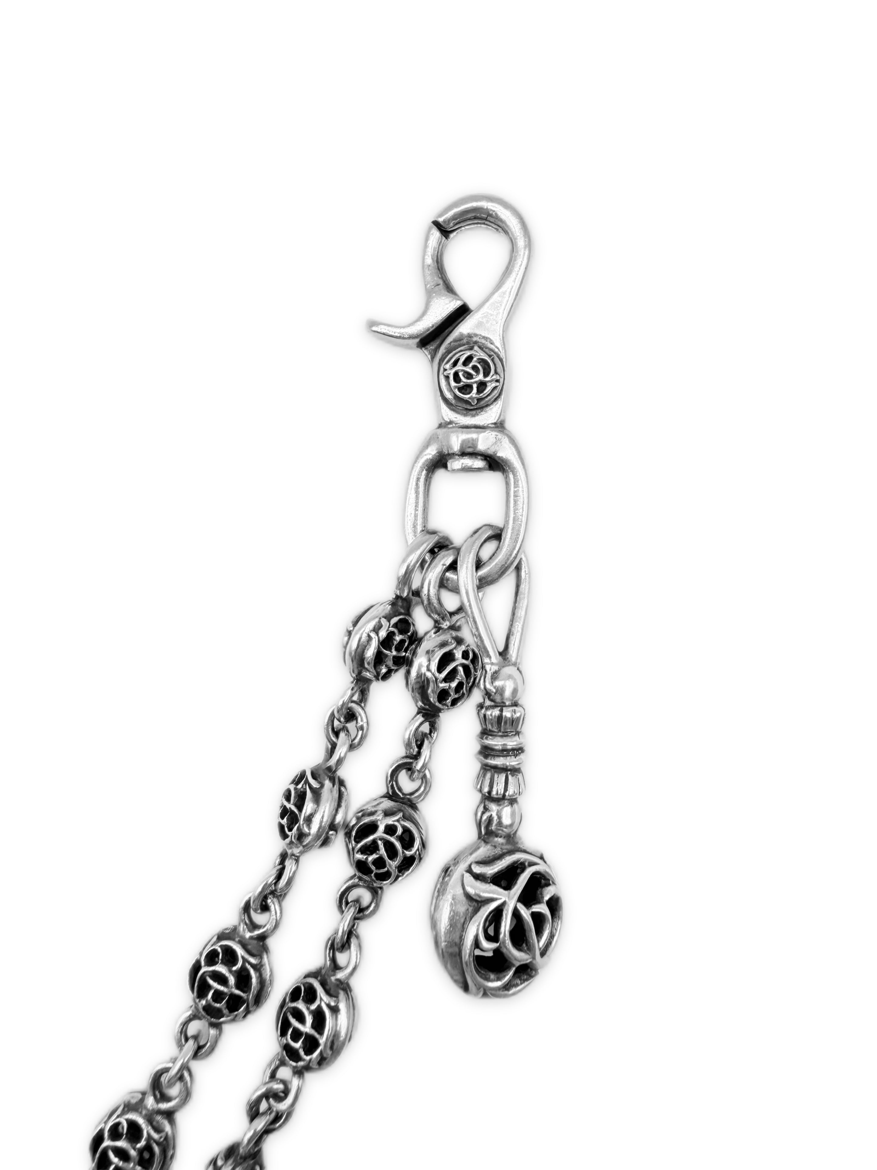 Chrome Hearts Double Floral Scroll Pendant Lobster Clasp Wallet Chain