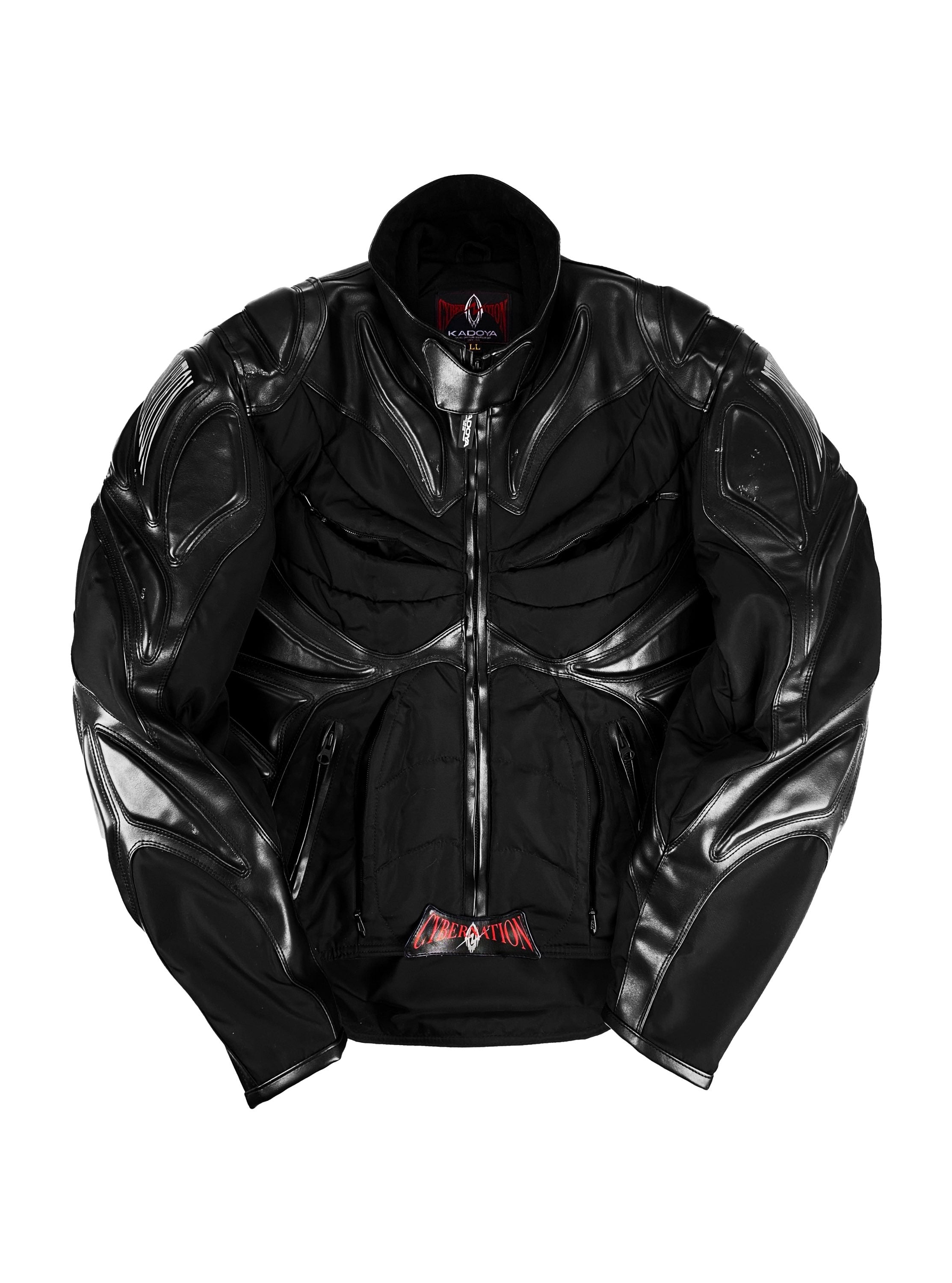 90s Kadoya ‘Cybernation’ Geometric PVC Leather Biker Jacket