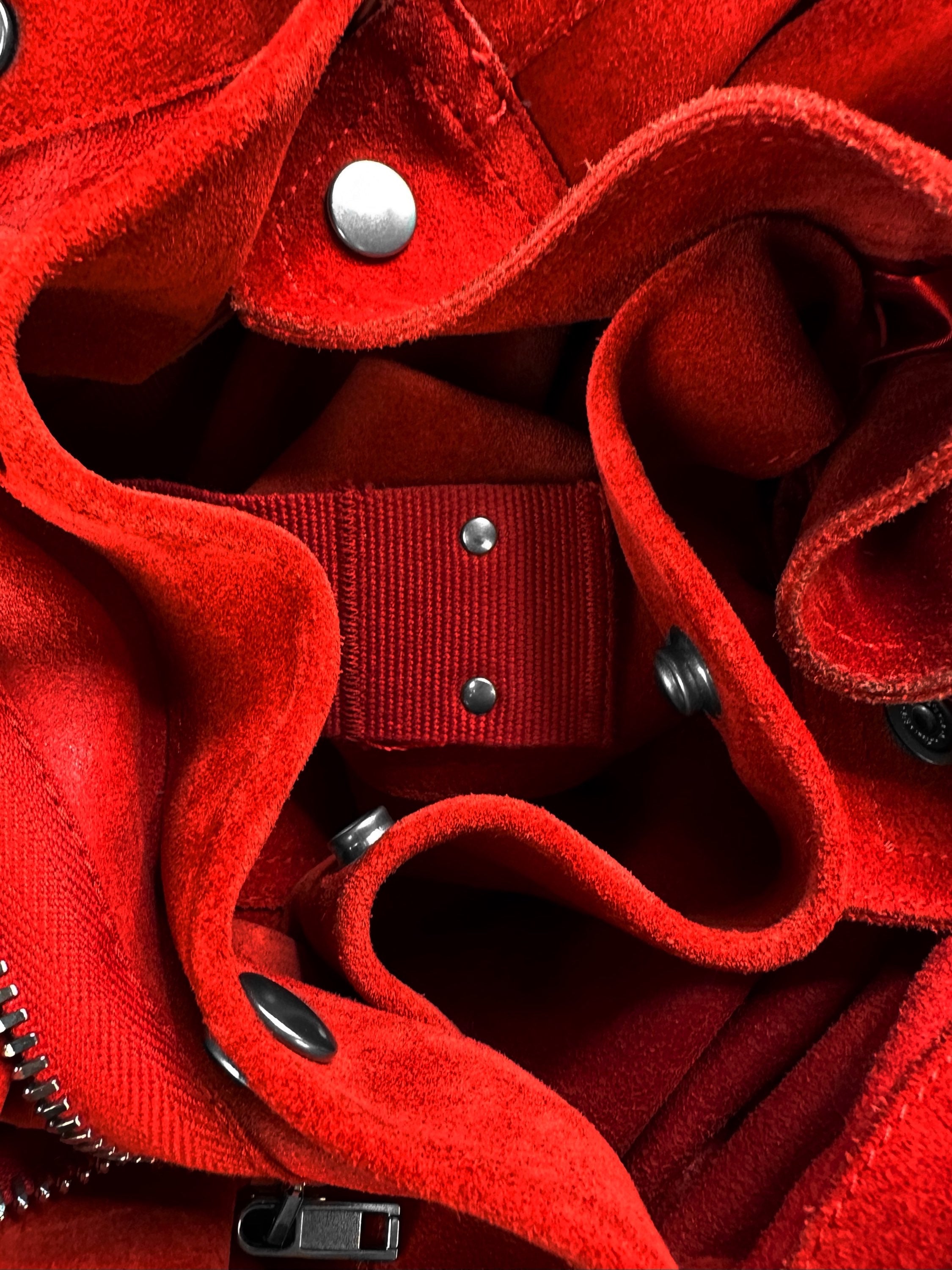 AW19 Rick Owens ‘Larry’ Red Suede Multi Pocket Jacket