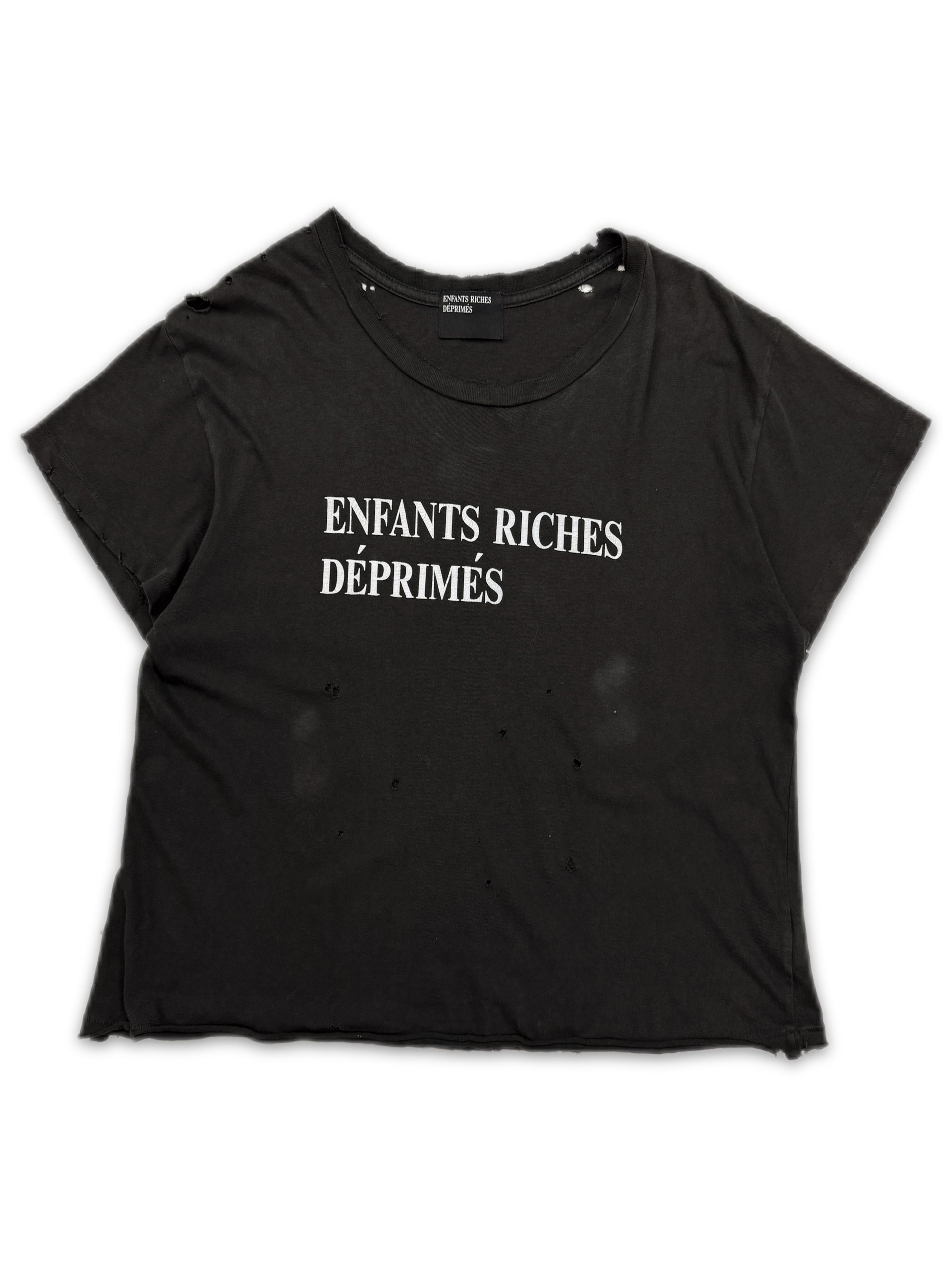 Enfants Riches Deprimes Distressed Dark Brown Logo T-Shirt
